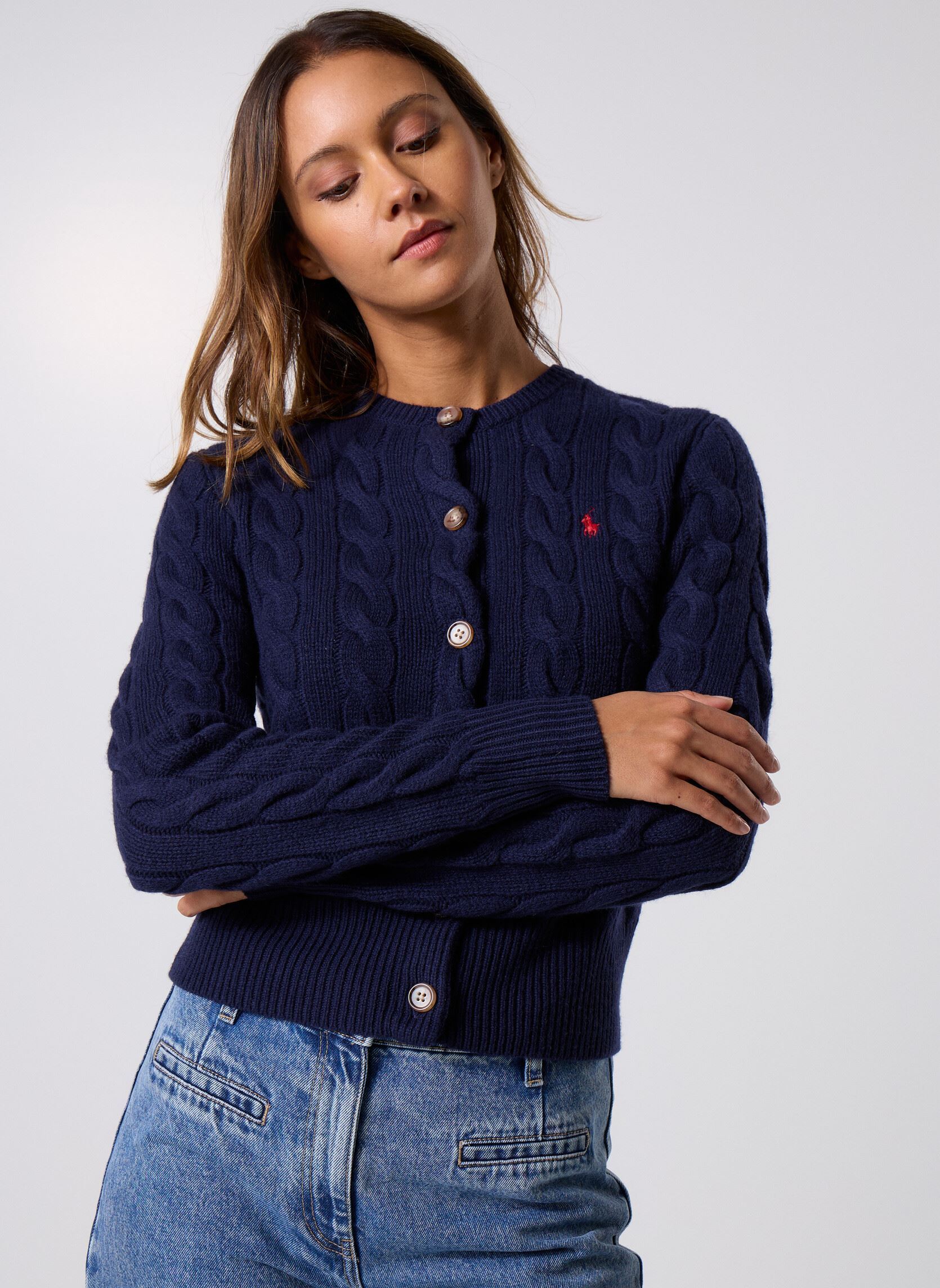 Cardigan droit en laine et cachemire