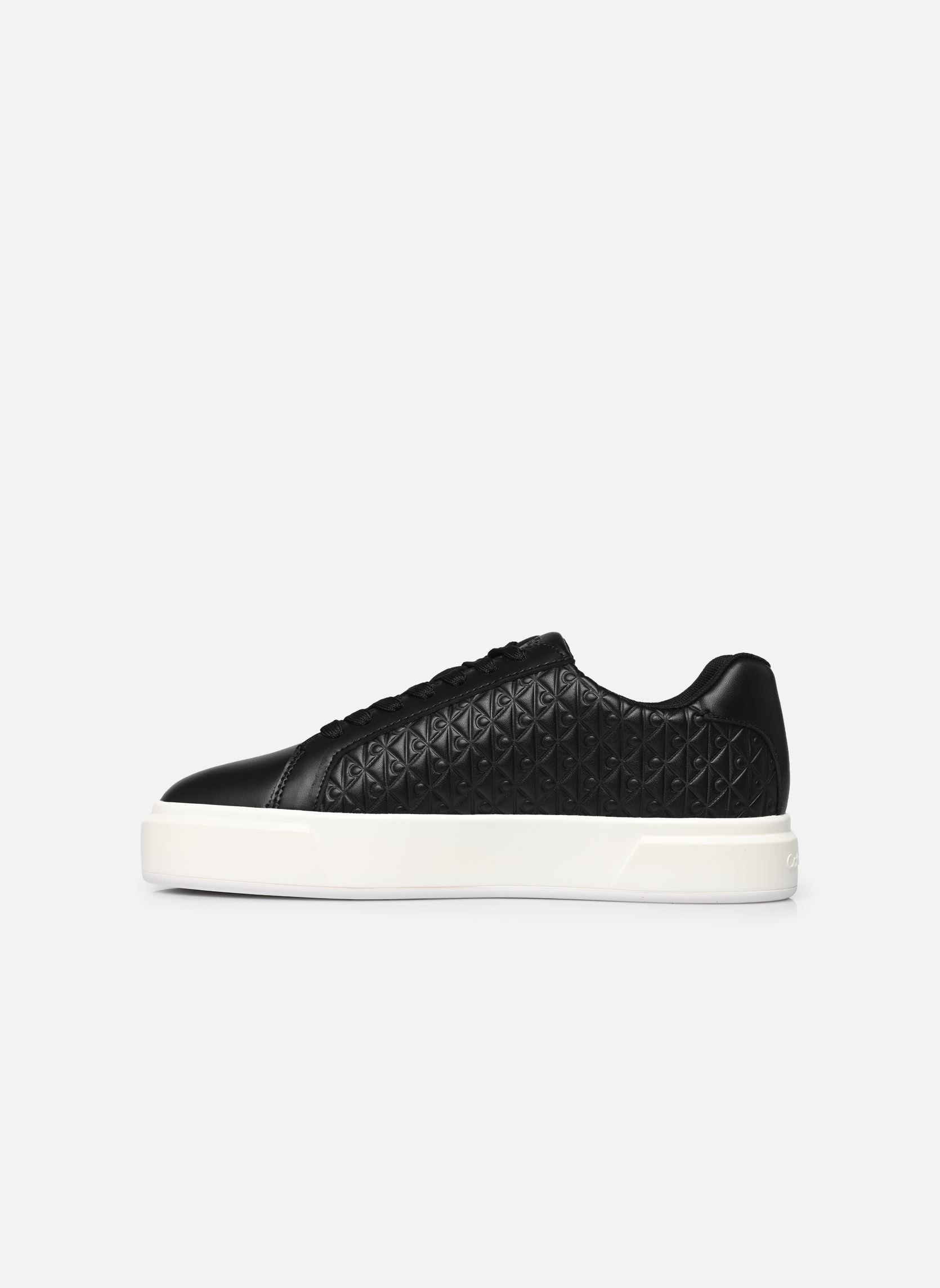 Baskets BASKET LACE UP LTH AOP femme noir Calvin Klein Baskets BASKET LACE UP LTH AOP femme noir BLACK