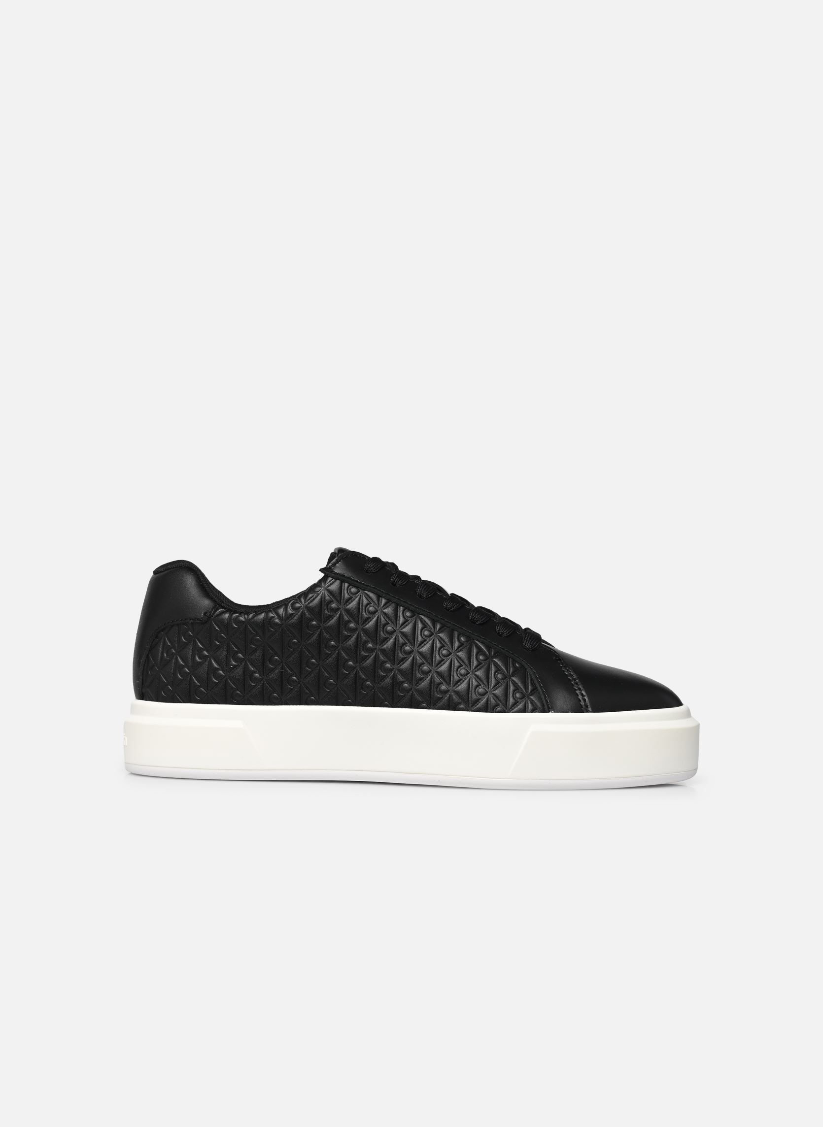 Baskets BASKET LACE UP LTH AOP femme noir Calvin Klein Baskets BASKET LACE UP LTH AOP femme noir BLACK
