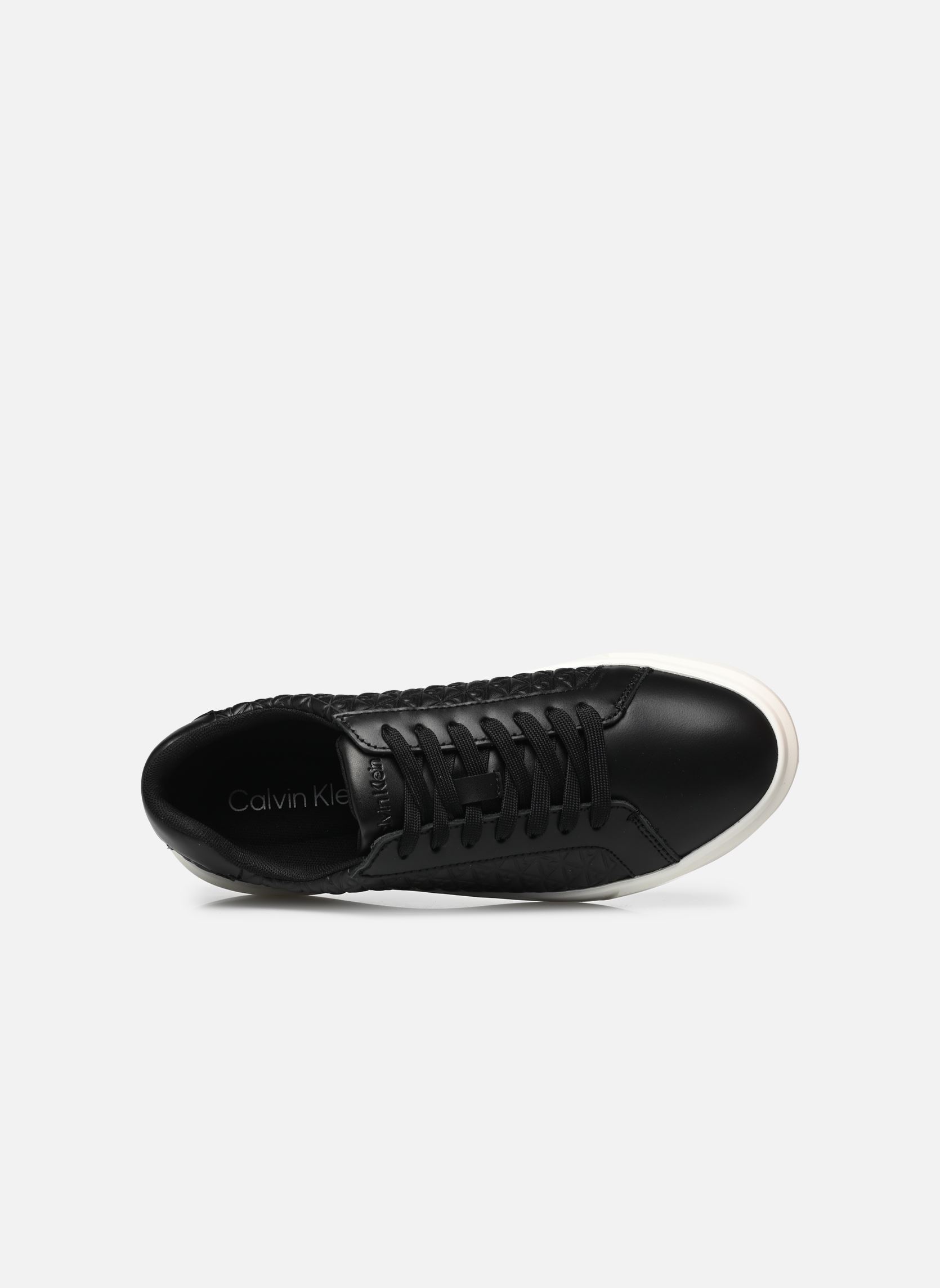 Baskets BASKET LACE UP LTH AOP femme noir Calvin Klein Baskets BASKET LACE UP LTH AOP femme noir BLACK