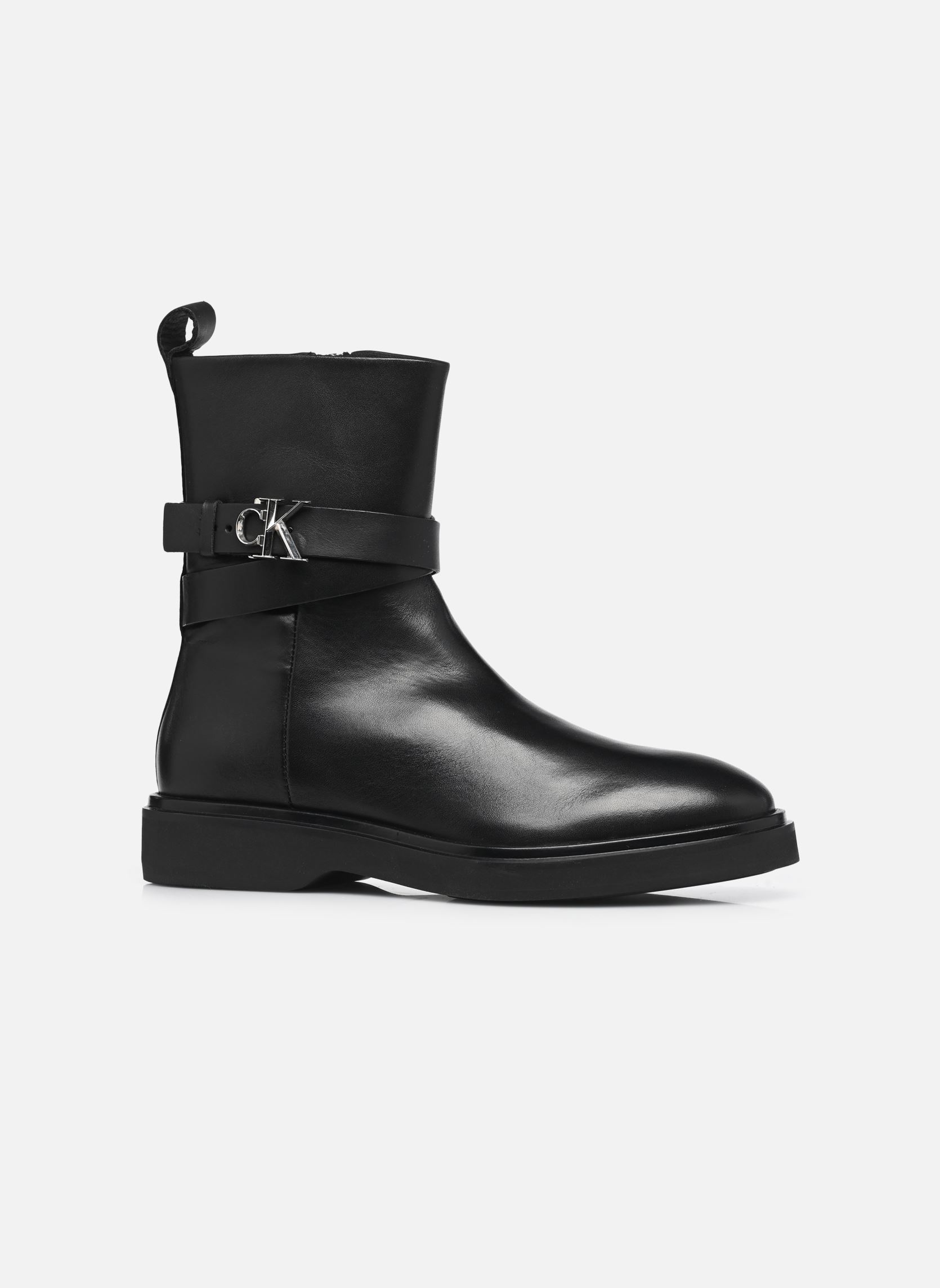 Cowboy boots ANKLE BOOT W/ METAL LOGO dames zwart Calvin Klein Cowboy boots ANKLE BOOT W/ METAL LOGO dames zwart CK BLACK
