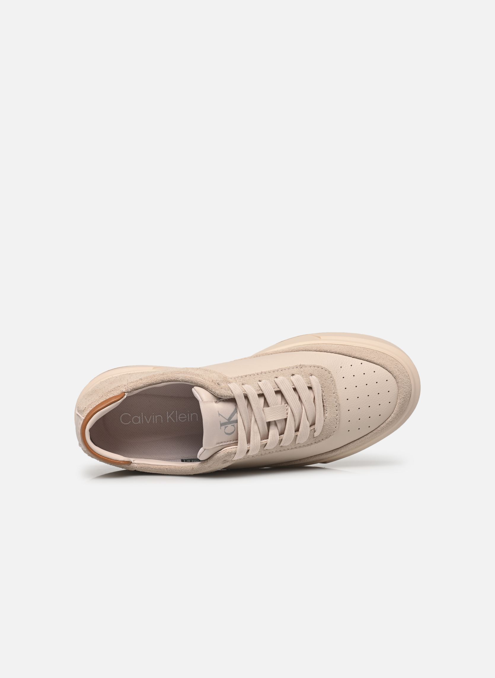 Baskets basses BASKET LACE UP PRO LTH MIX MG femme beige Calvin Klein Baskets basses BASKET LACE UP PRO LTH MIX MG femme beige CRYSTAL GRAY/CASHEW