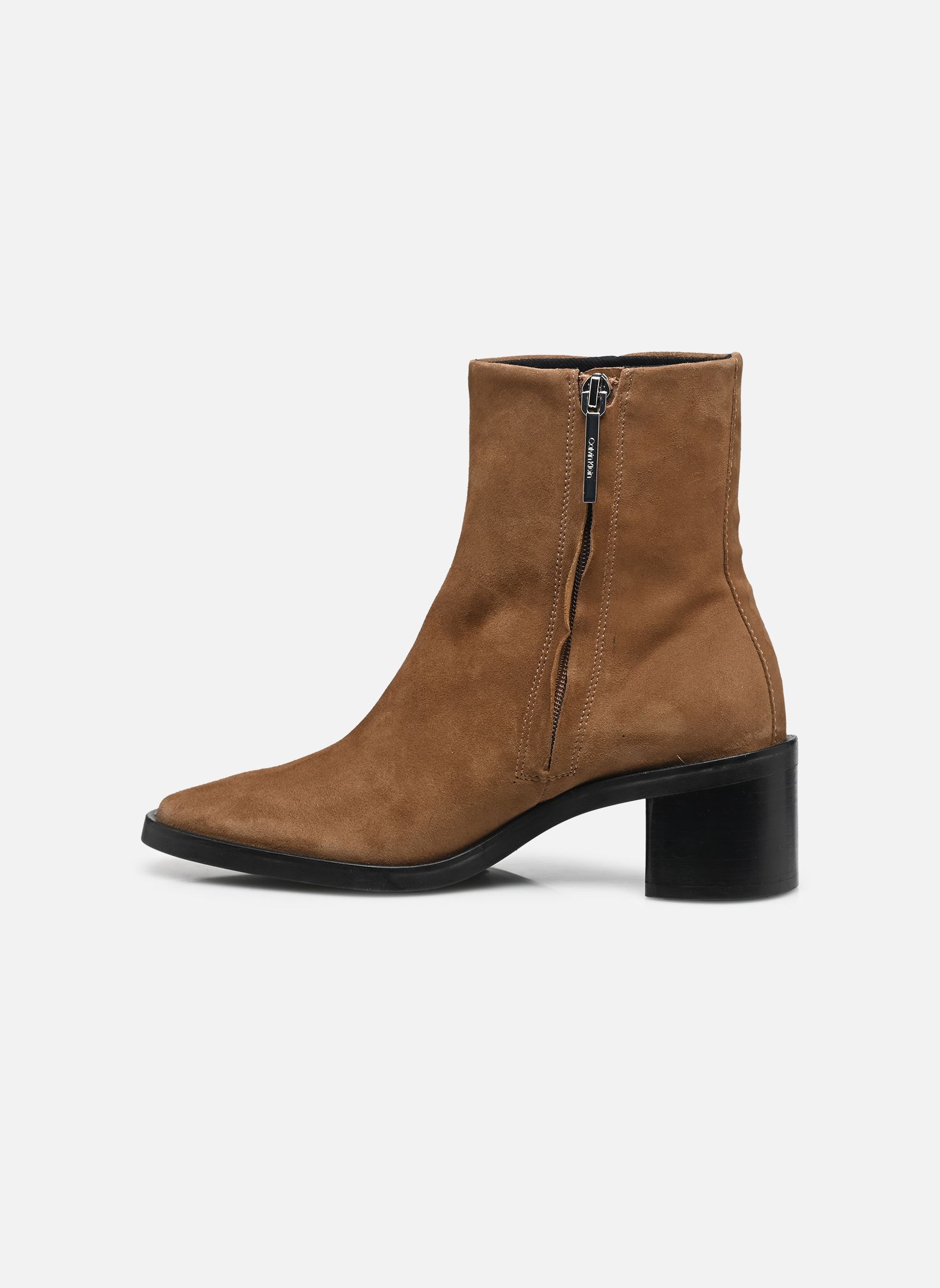 Stiefeletten und Stiefel BLOCK HEEL ZIP BOOT SUE damen braun Calvin Klein Stiefeletten und Stiefel BLOCK HEEL ZIP BOOT SUE damen braun TOFFEE