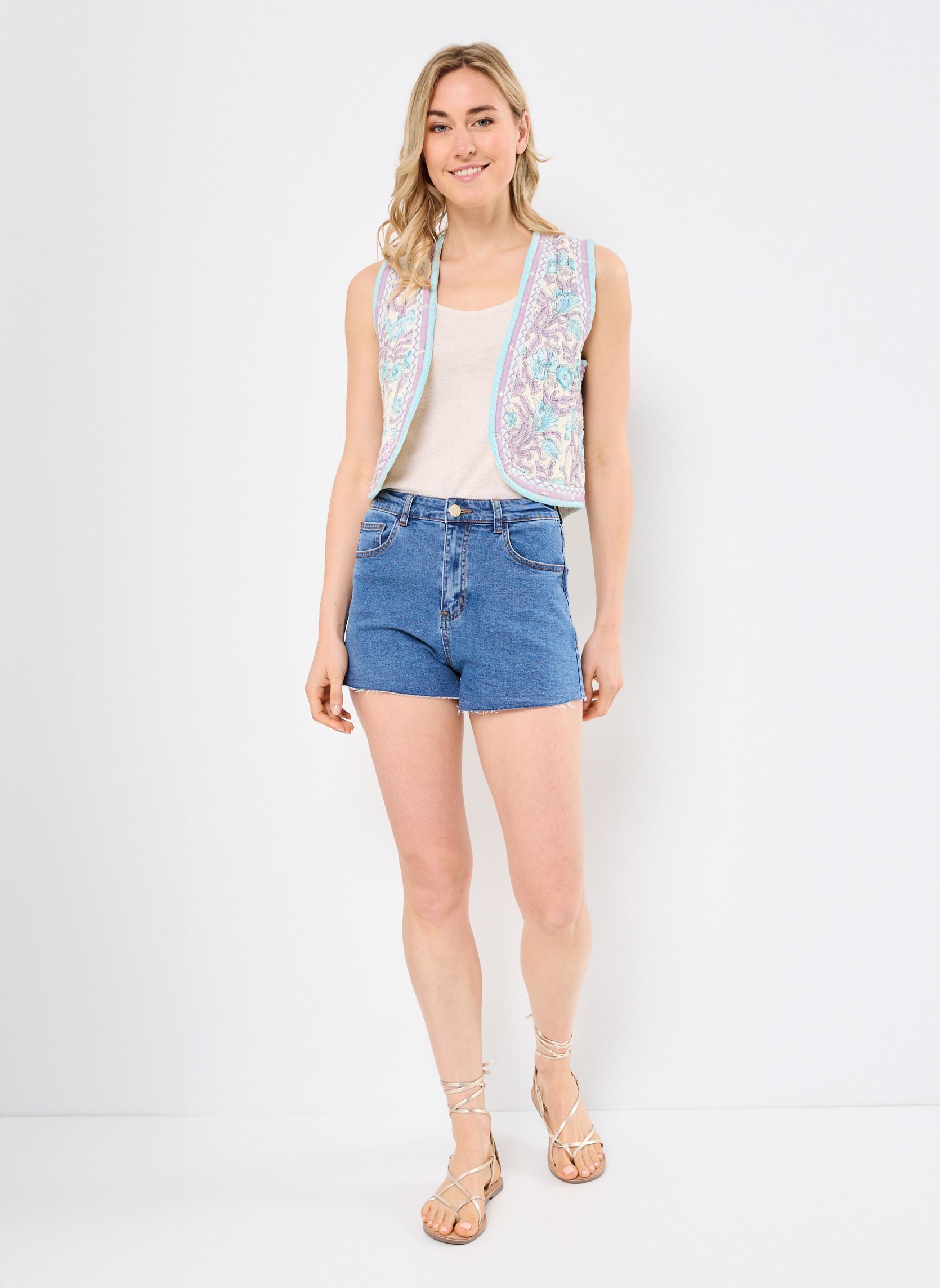 Westen Karina Veste damen mehrfarbig Maison Hotel Westen Karina Veste damen mehrfarbig Hawaiian Blue