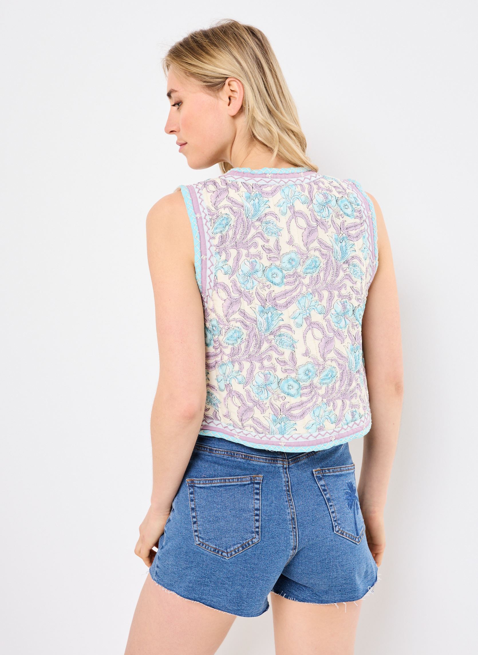 Westen Karina Veste damen mehrfarbig Maison Hotel Westen Karina Veste damen mehrfarbig Hawaiian Blue