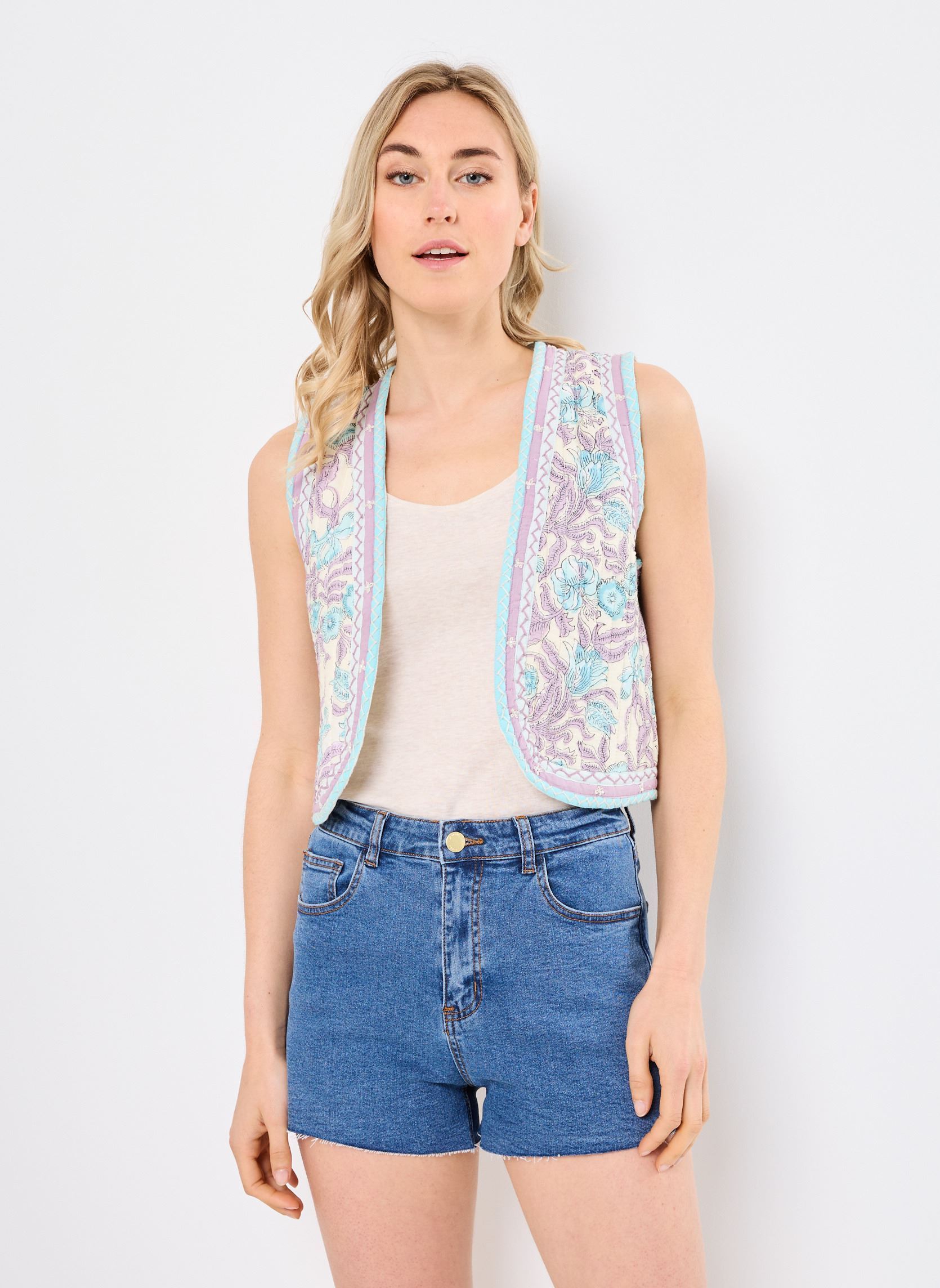 Westen Karina Veste damen mehrfarbig Maison Hotel Westen Karina Veste damen mehrfarbig Hawaiian Blue