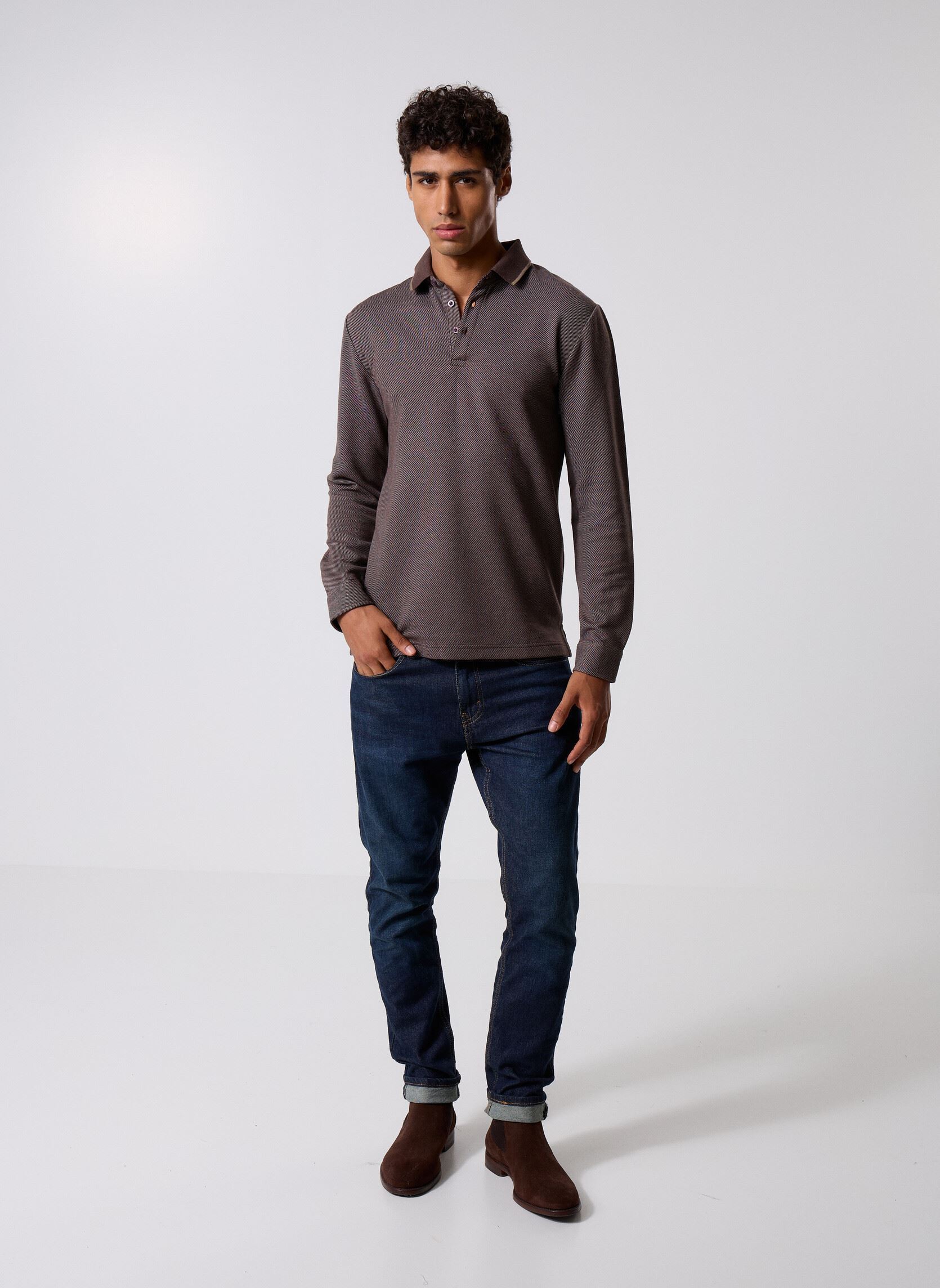 Tee-shirts manches longues TPOLO-LONG homme marron Marvin&Co Tee-shirts manches longues TPOLO-LONG homme marron Mulch