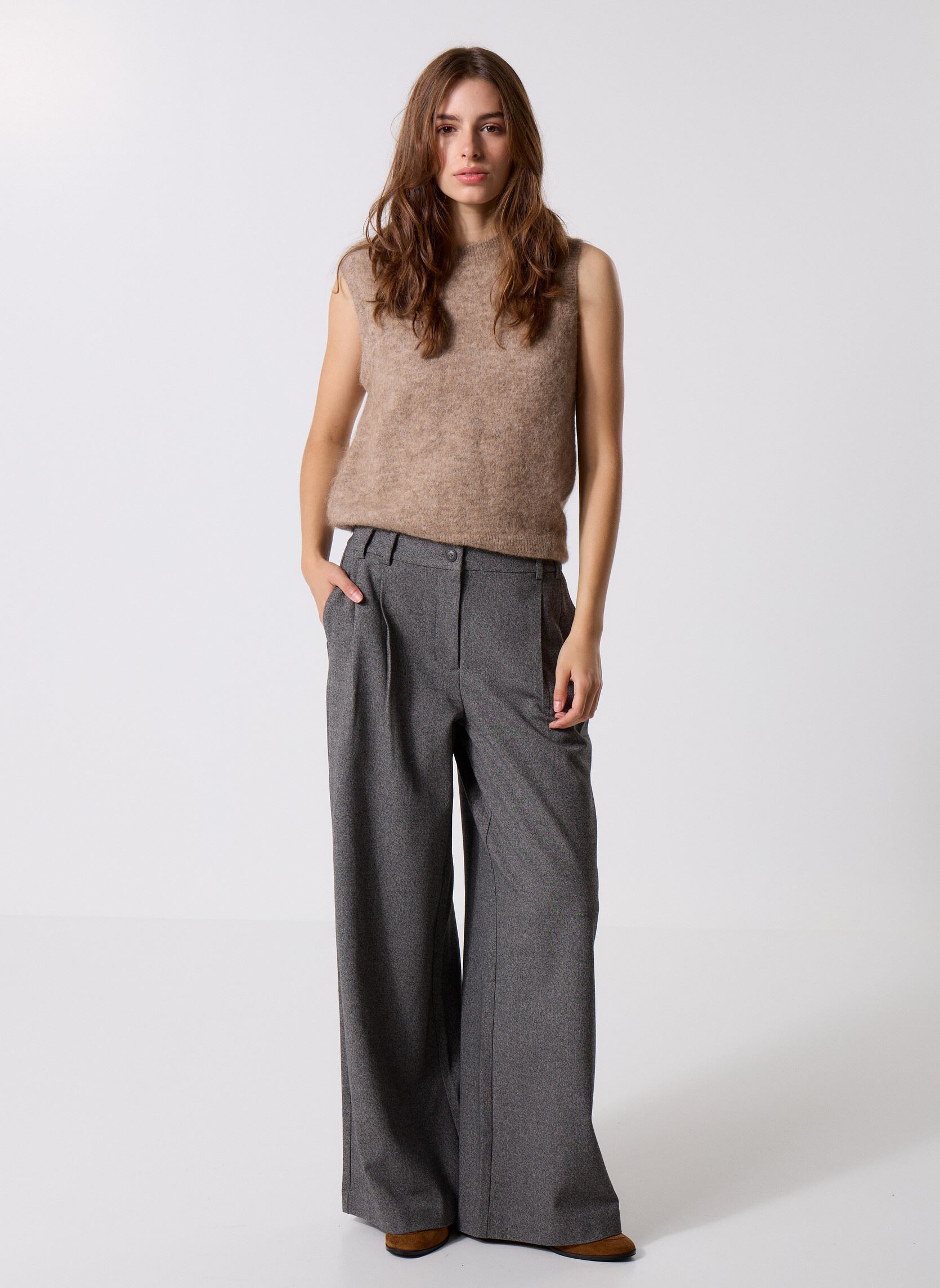 Pantaloni larghi PANMOULINEL donna grigio Georgia Rose Pantaloni larghi PANMOULINEL donna grigio GRAY FLANNEL