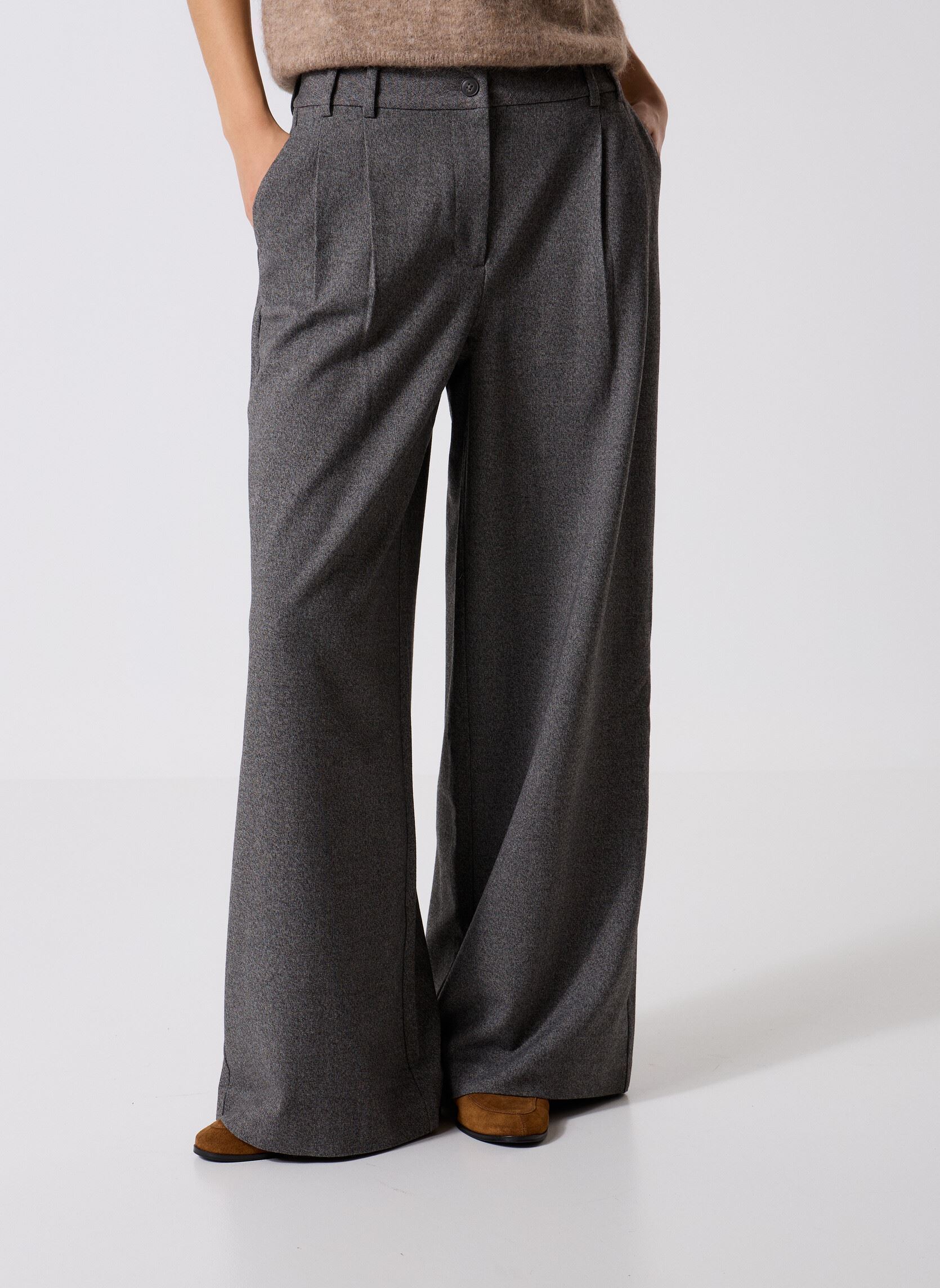 Pantaloni larghi PANMOULINEL donna grigio Georgia Rose Pantaloni larghi PANMOULINEL donna grigio GRAY FLANNEL