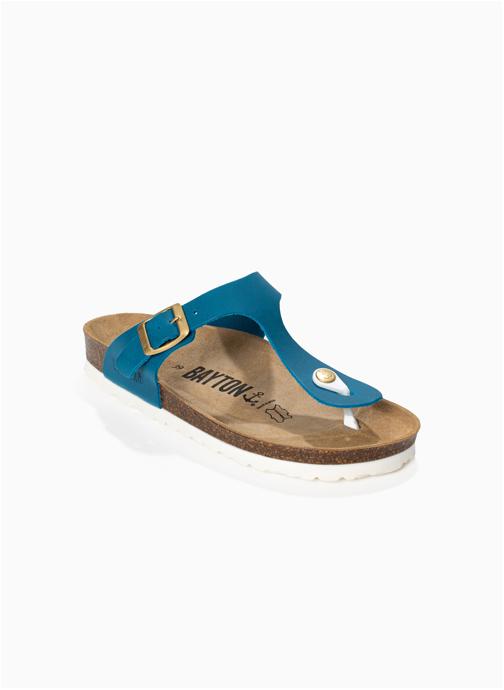 Bayton Tongs Tongs en cuir MERCURE pour femme Bleu femme bleu