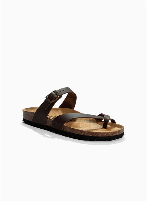 Bayton Sandales et mules Tongs en cuir DIANE pour femme BROWN homme marron