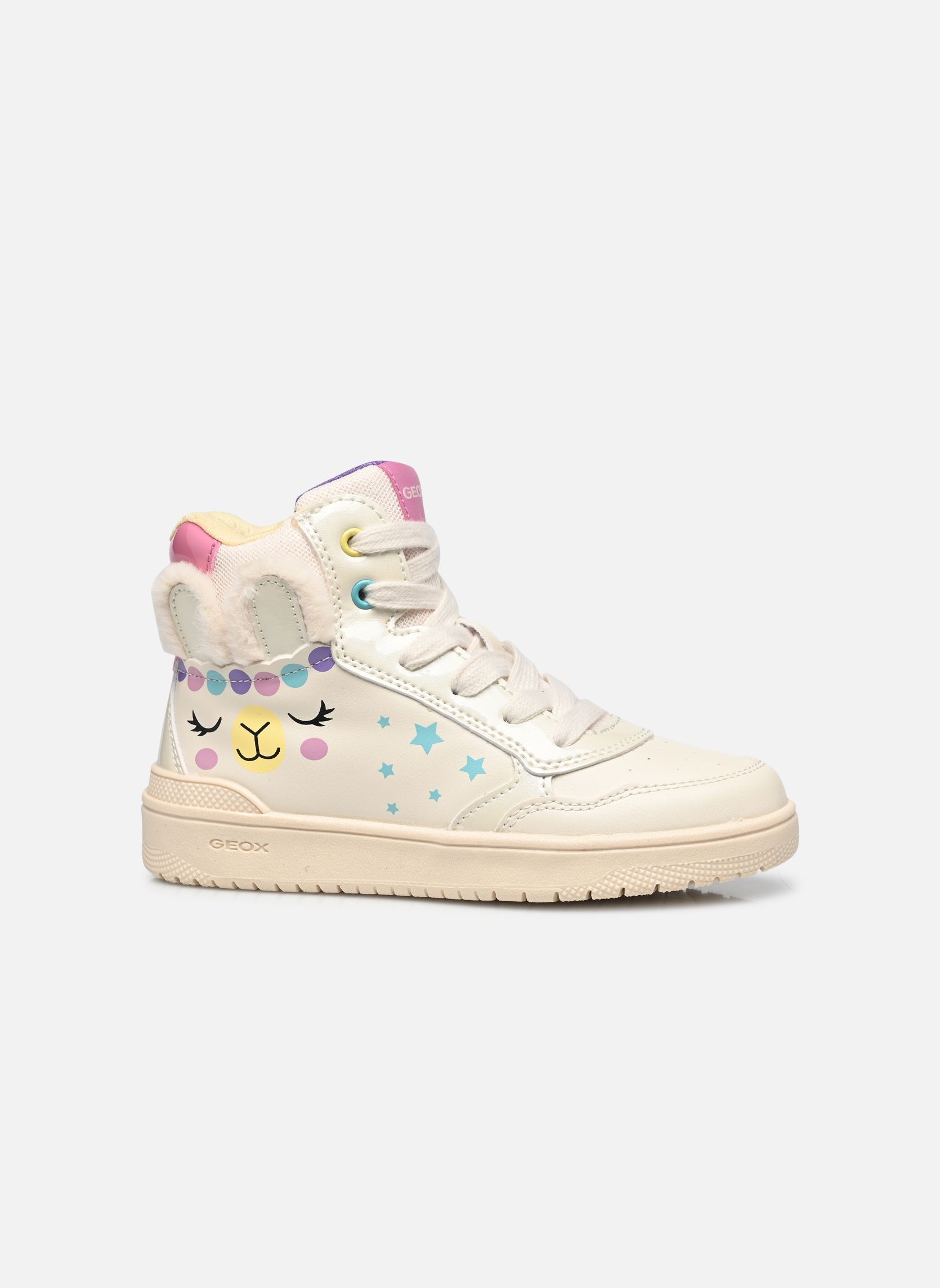 Baskets hautes J WASHIBA GIRL E fille blanc Geox Baskets hautes J WASHIBA GIRL E fille blanc LT IVORY/MULTICOLOR