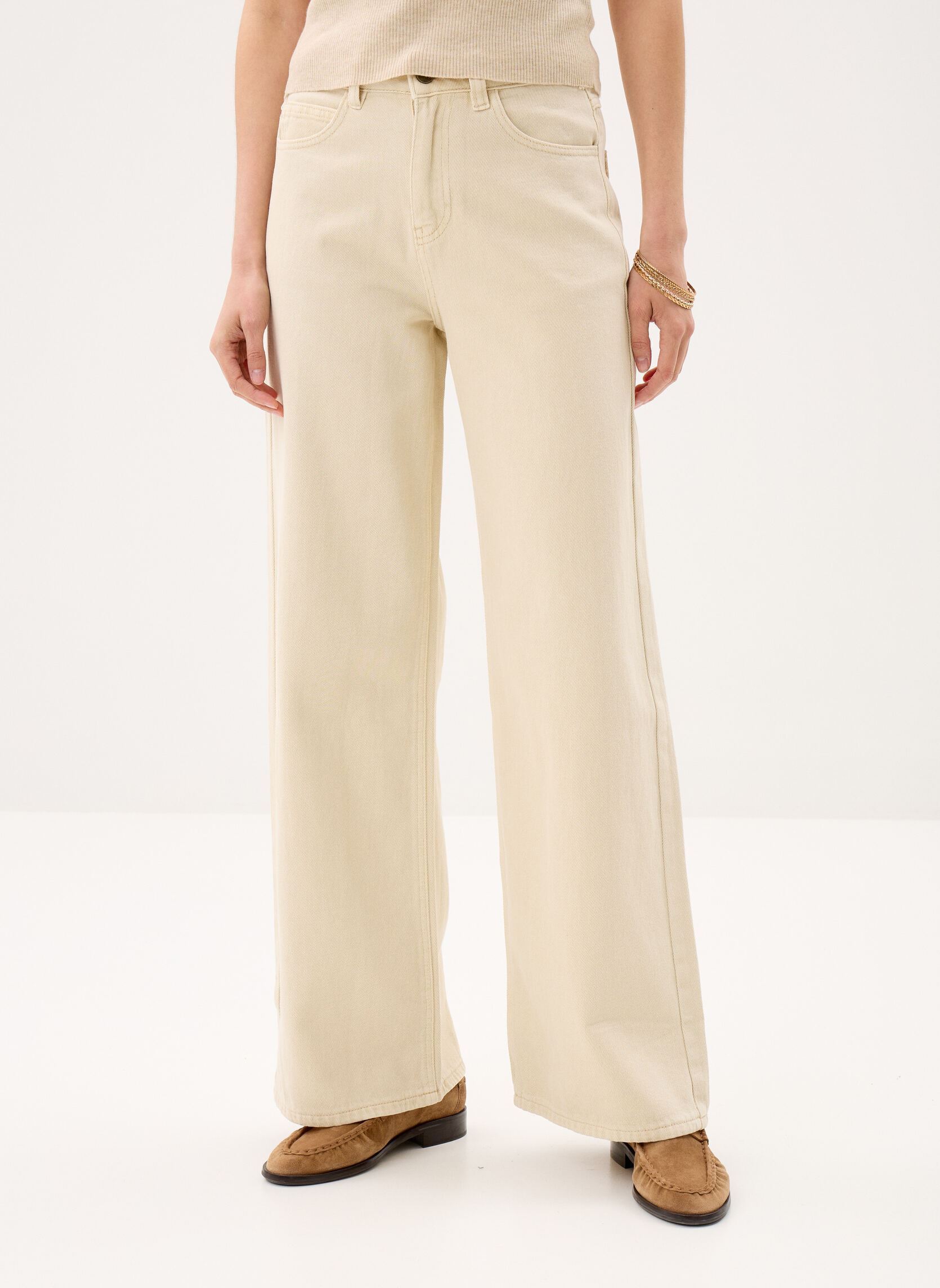 Wijde jeans / Flared Jeans James dames beige Grace & Mila Wijde jeans / Flared Jeans James dames beige Beige