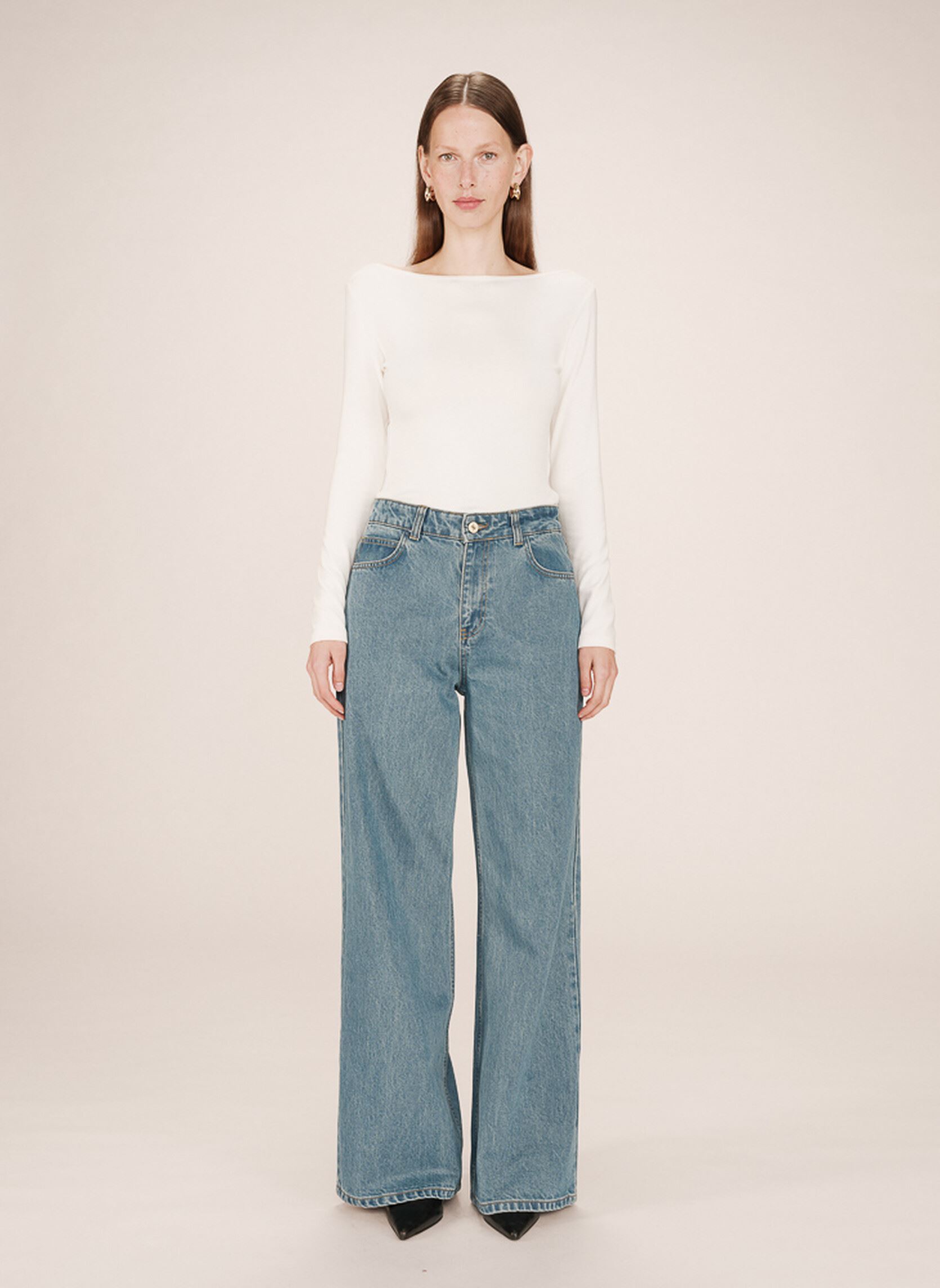 Wijde jeans / Flared Jeans James dames blauw Grace & Mila Wijde jeans / Flared Jeans James dames blauw Light blue