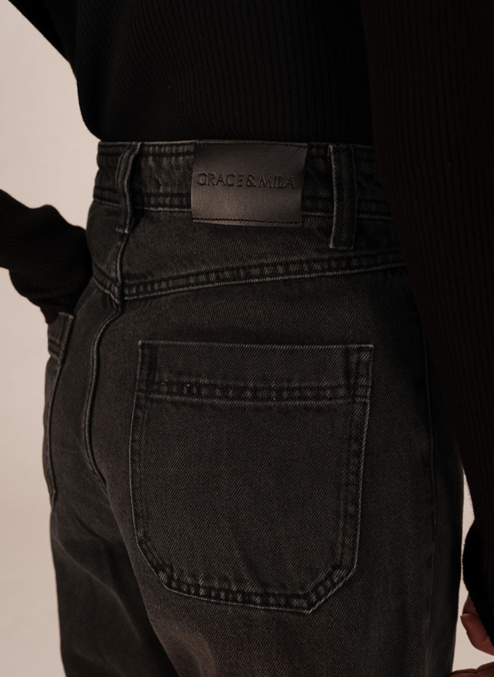 Rechte jeans / Straight Leg Jeans Jonas dames blauw Grace & Mila Rechte jeans / Straight Leg Jeans Jonas dames blauw Black Washed