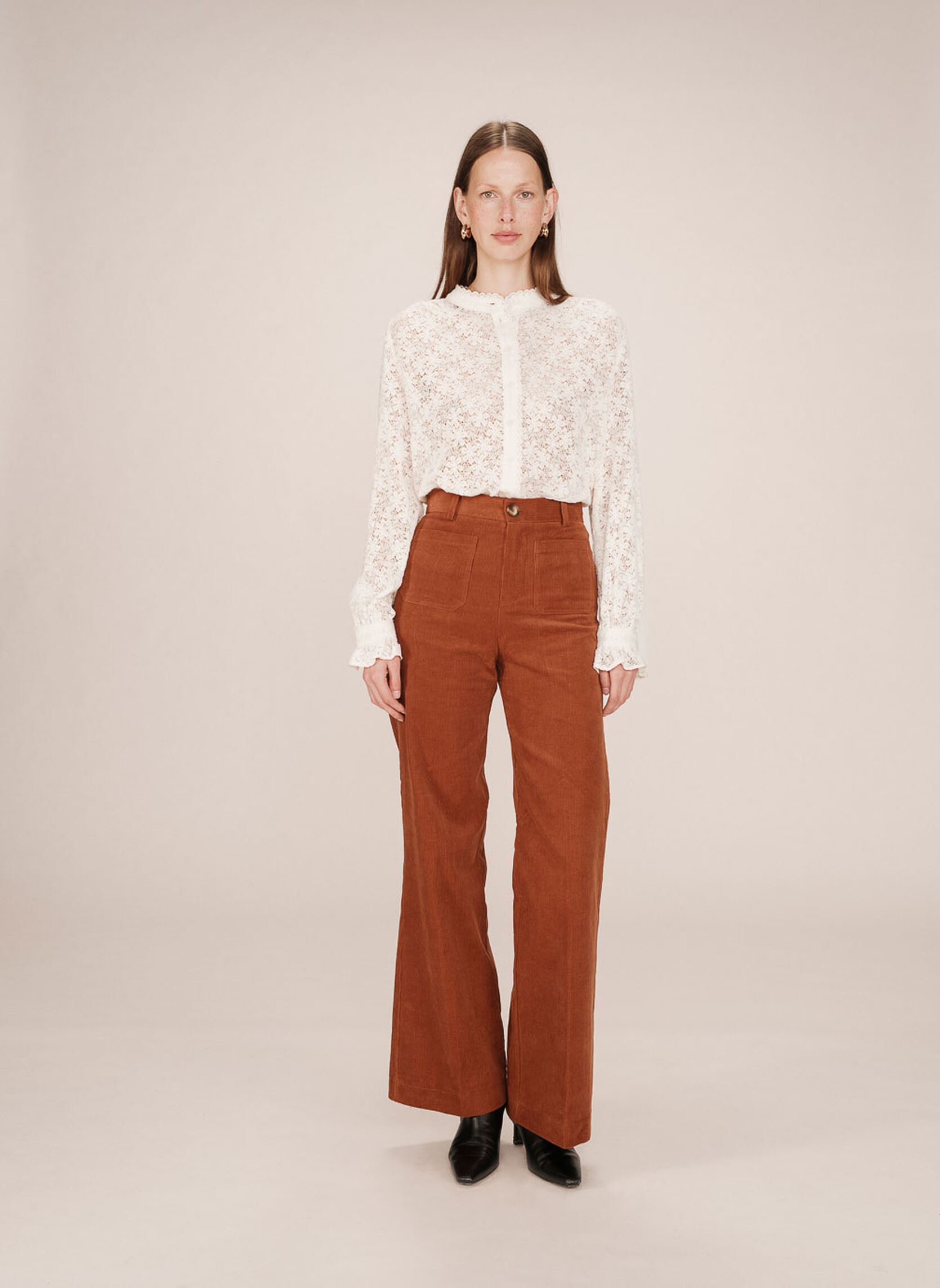 Pantalons droit Samba femme orange Grace & Mila Pantalons droit Samba femme orange Brique