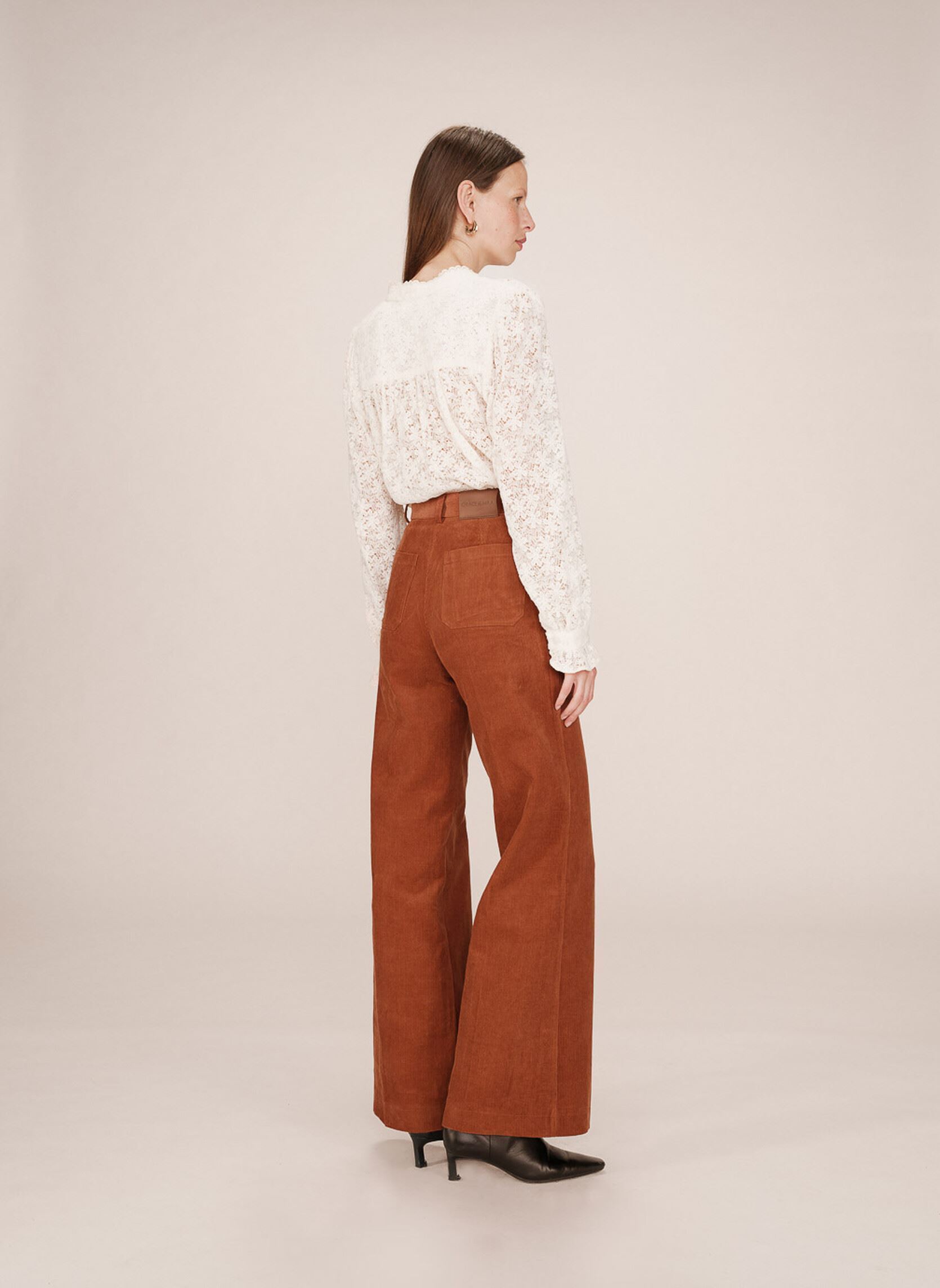 Pantalons droit Samba femme orange Grace & Mila Pantalons droit Samba femme orange Brique