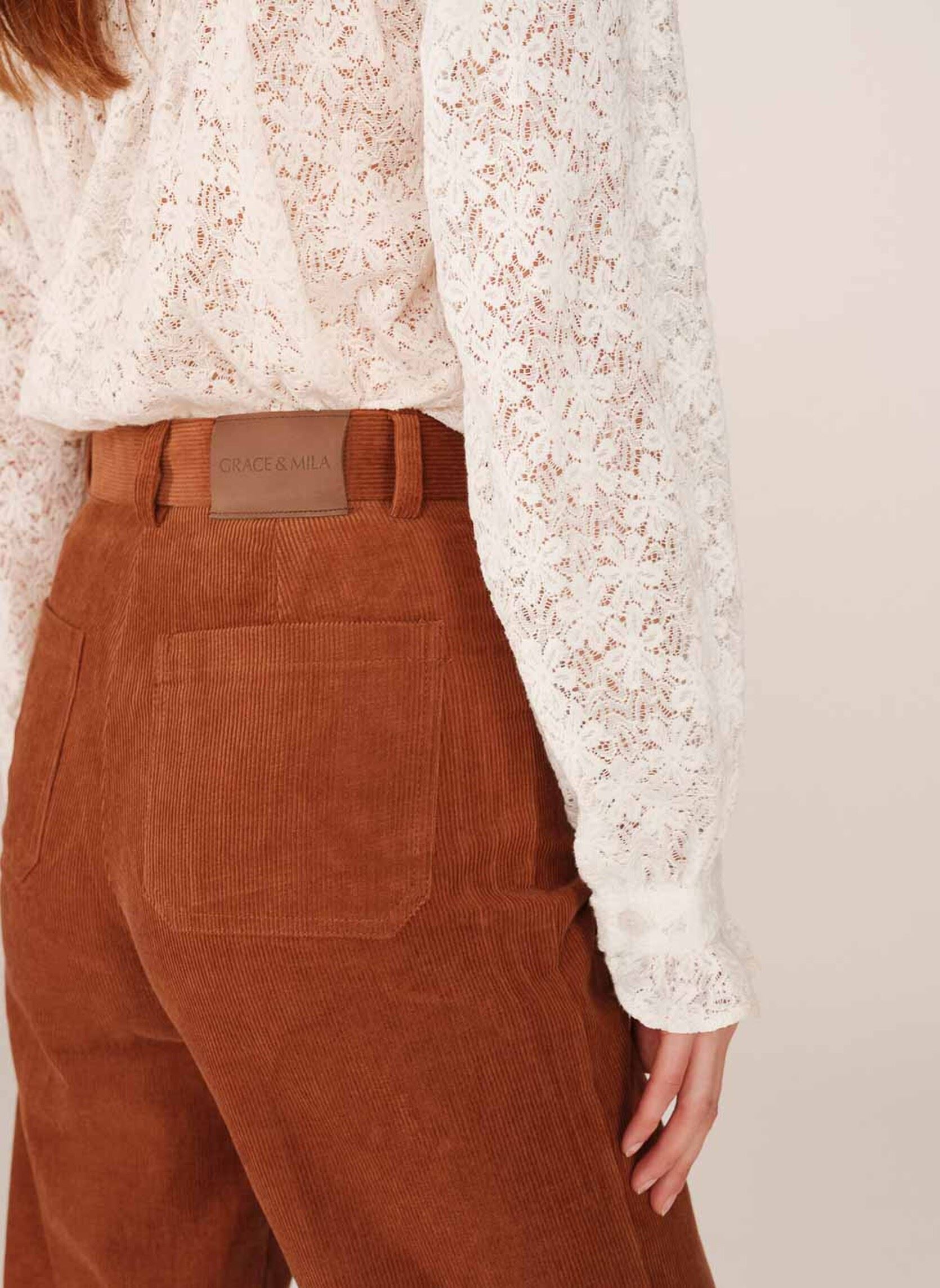 Pantalons droit Samba femme orange Grace & Mila Pantalons droit Samba femme orange Brique