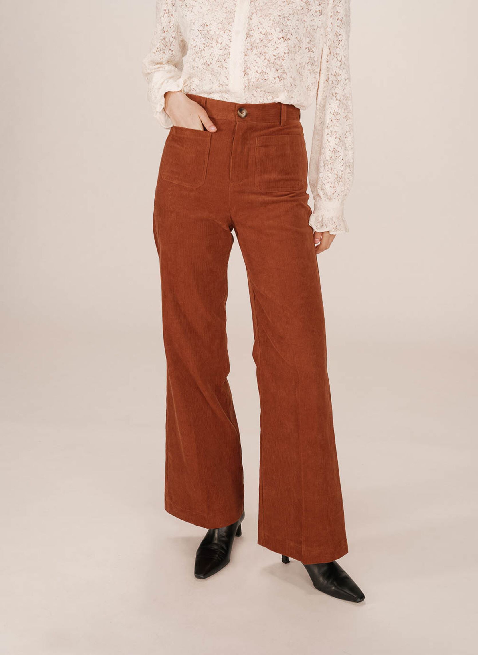 Pantalons droit Samba femme orange Grace & Mila Pantalons droit Samba femme orange Brique