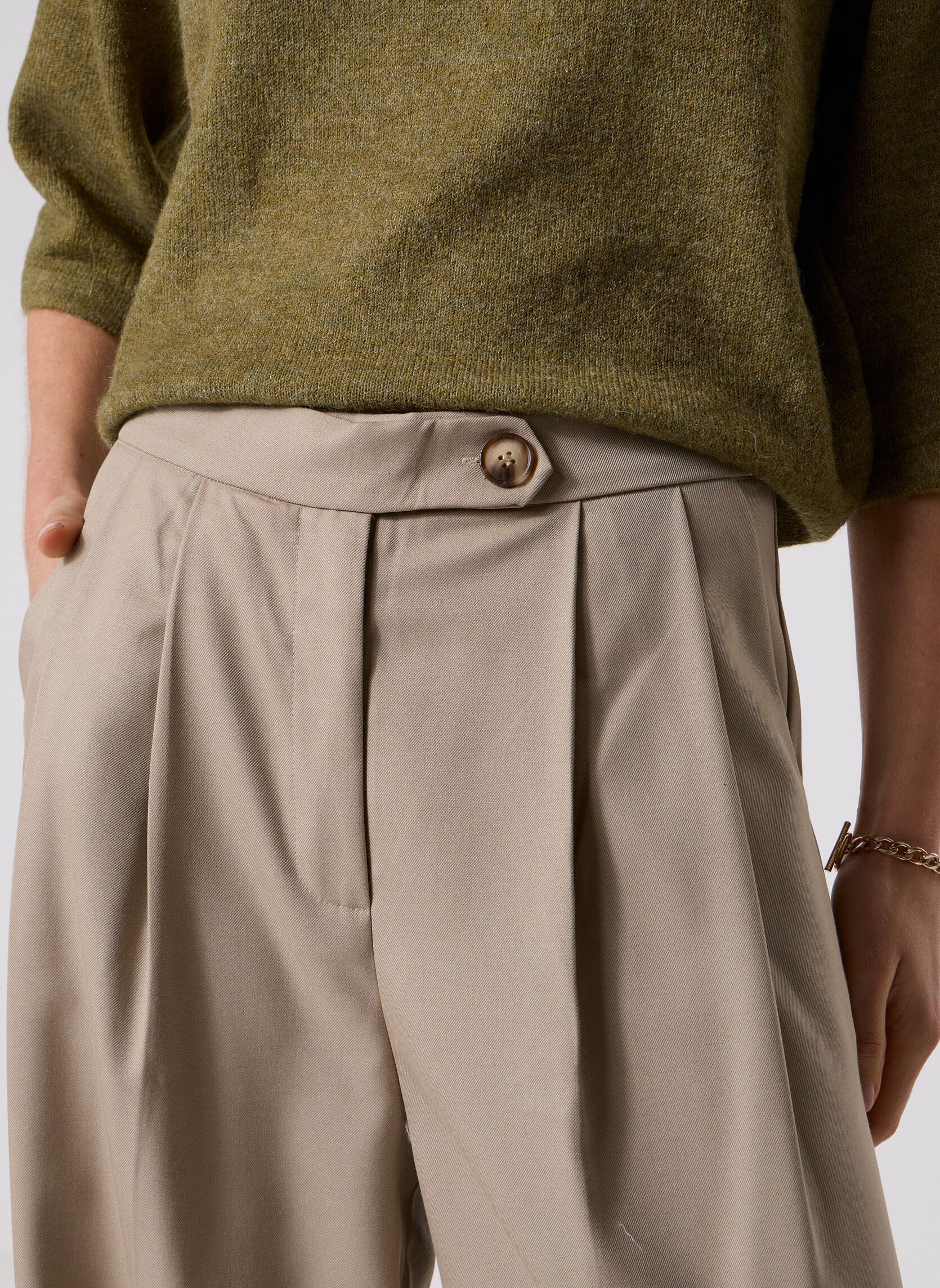 Rechte broeken Strokes dames beige Grace & Mila Rechte broeken Strokes dames beige Greige