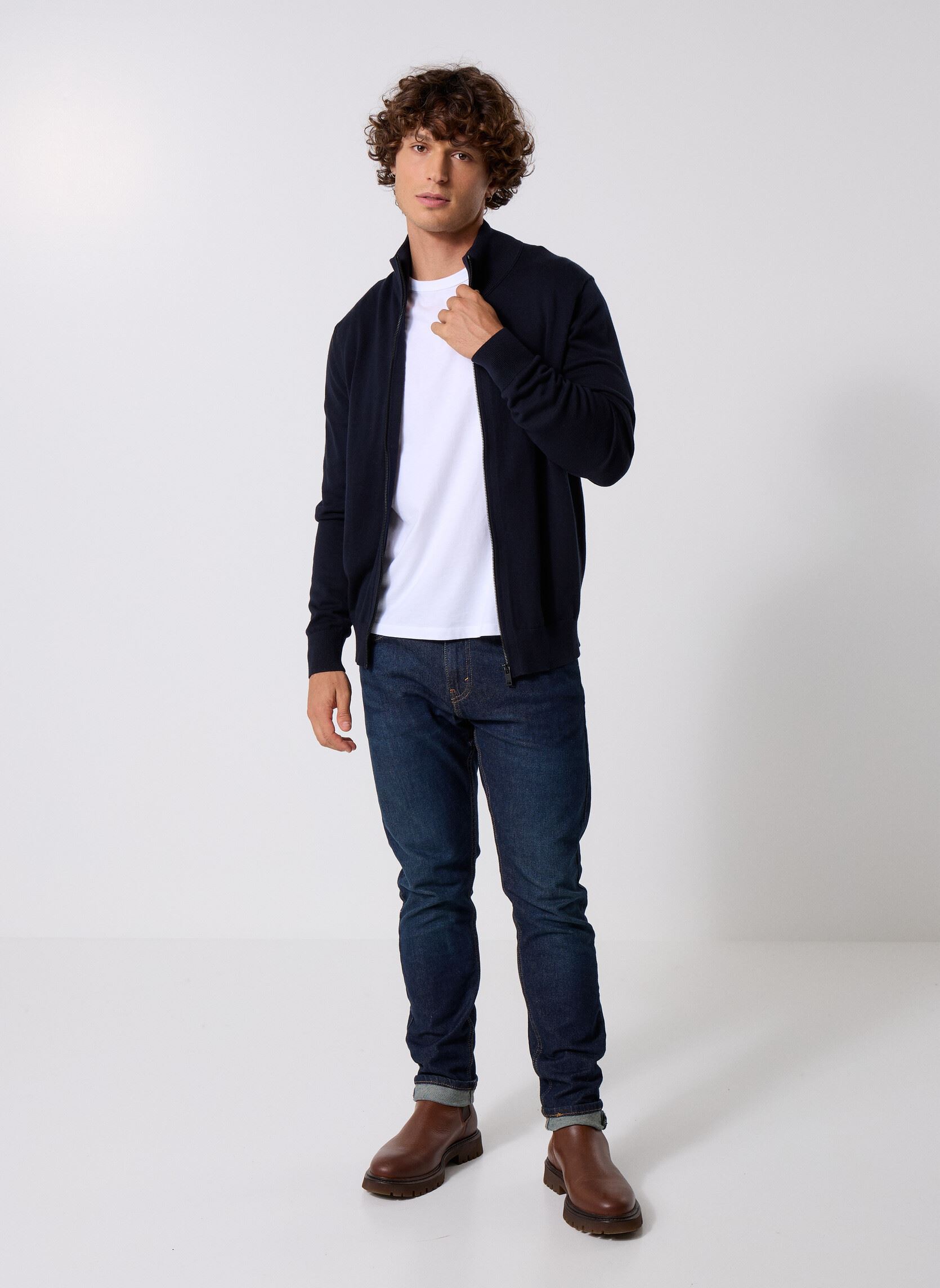 Gilet pour homme bleu en velours côtelé