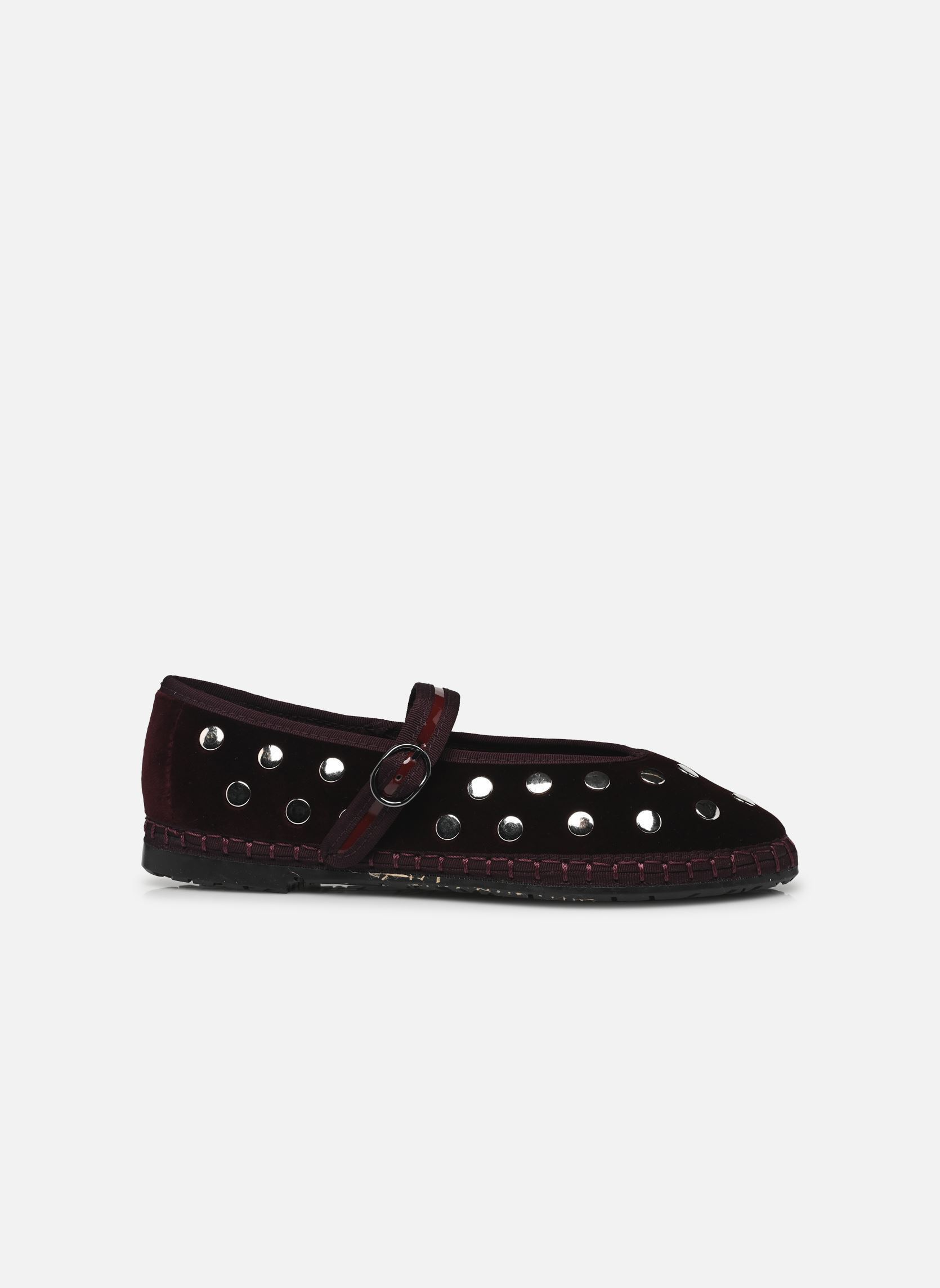Scarpe da cerimonia Mary Jane Velvet Studs donna bordeaux Flabelus Scarpe da cerimonia Mary Jane Velvet Studs donna bordeaux VINO
