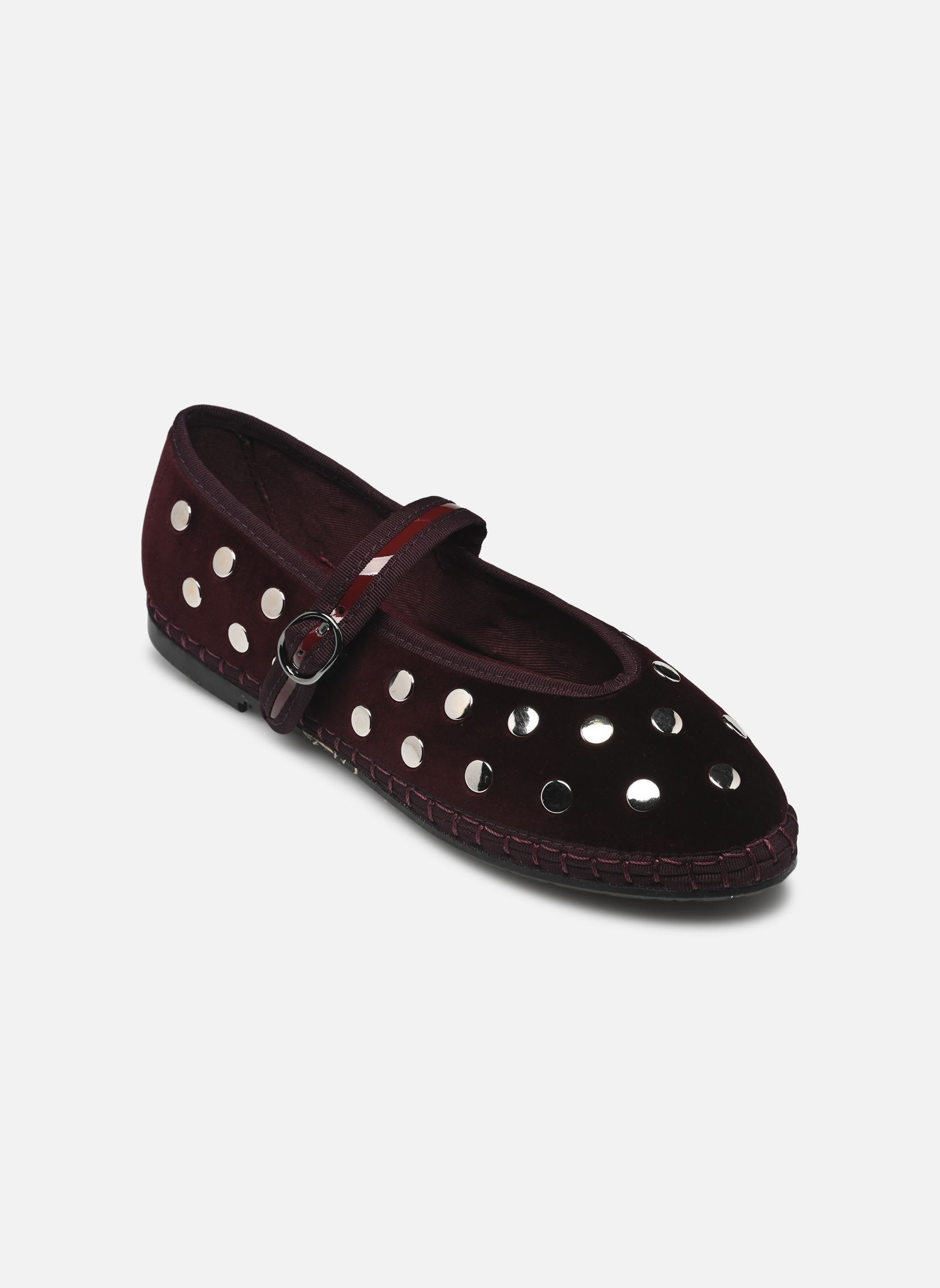 Scarpe da cerimonia Mary Jane Velvet Studs donna bordeaux Flabelus Scarpe da cerimonia Mary Jane Velvet Studs donna bordeaux VINO