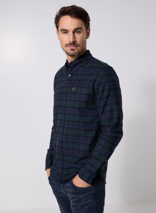 Fred Perry Hemden Blackwatch Tartan Brushed Twil heren blauw