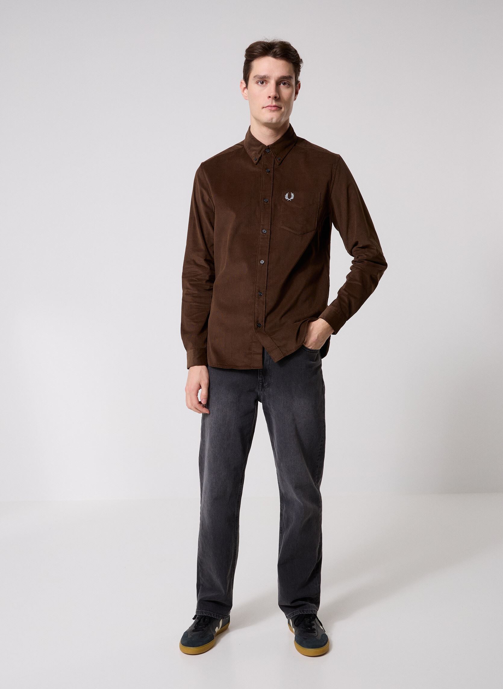 Hemden Needle Cord Shirt herren braun Fred Perry Hemden Needle Cord Shirt herren braun BURNT TOBACCO