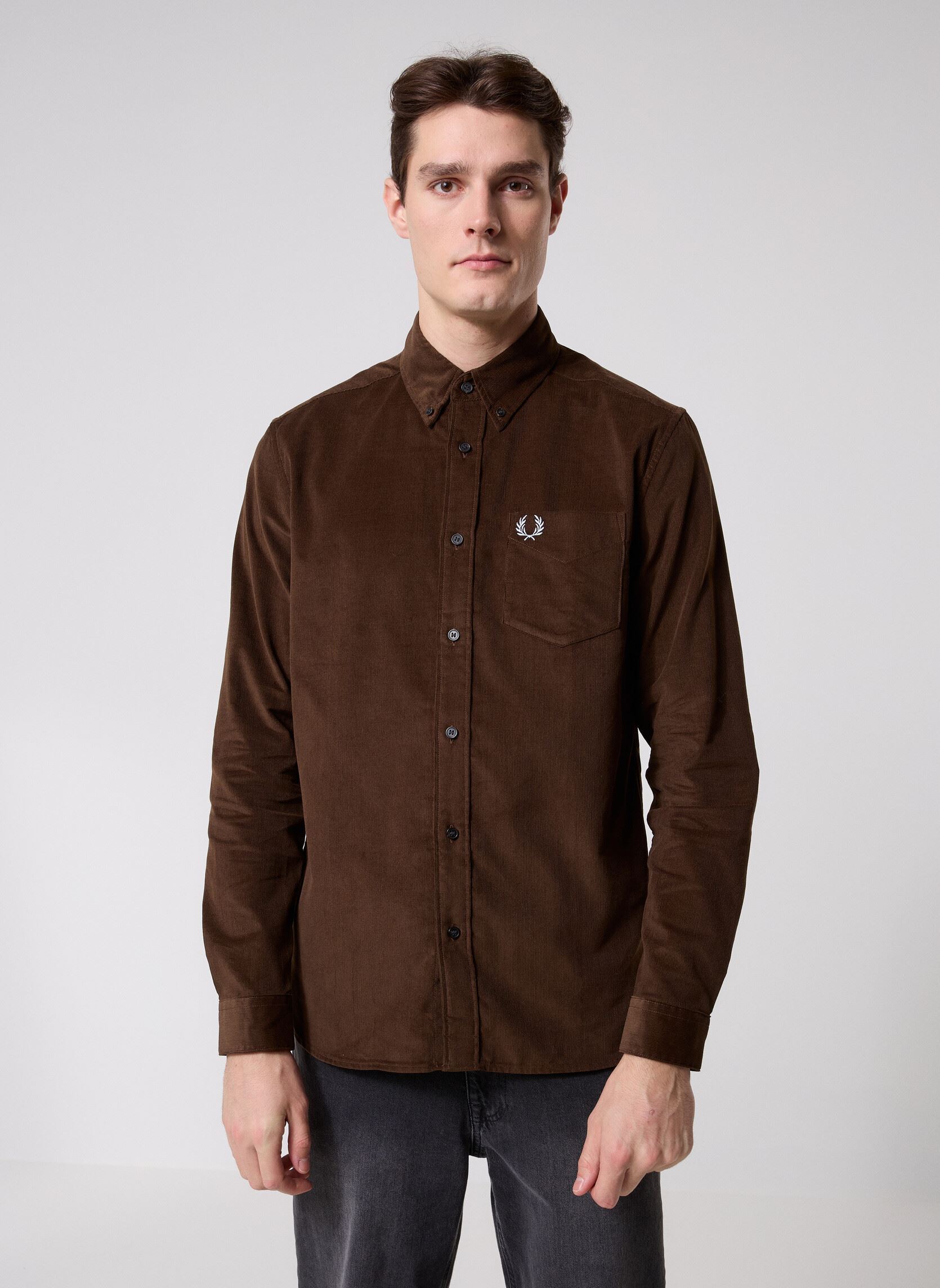 Hemden Needle Cord Shirt herren braun Fred Perry Hemden Needle Cord Shirt herren braun BURNT TOBACCO