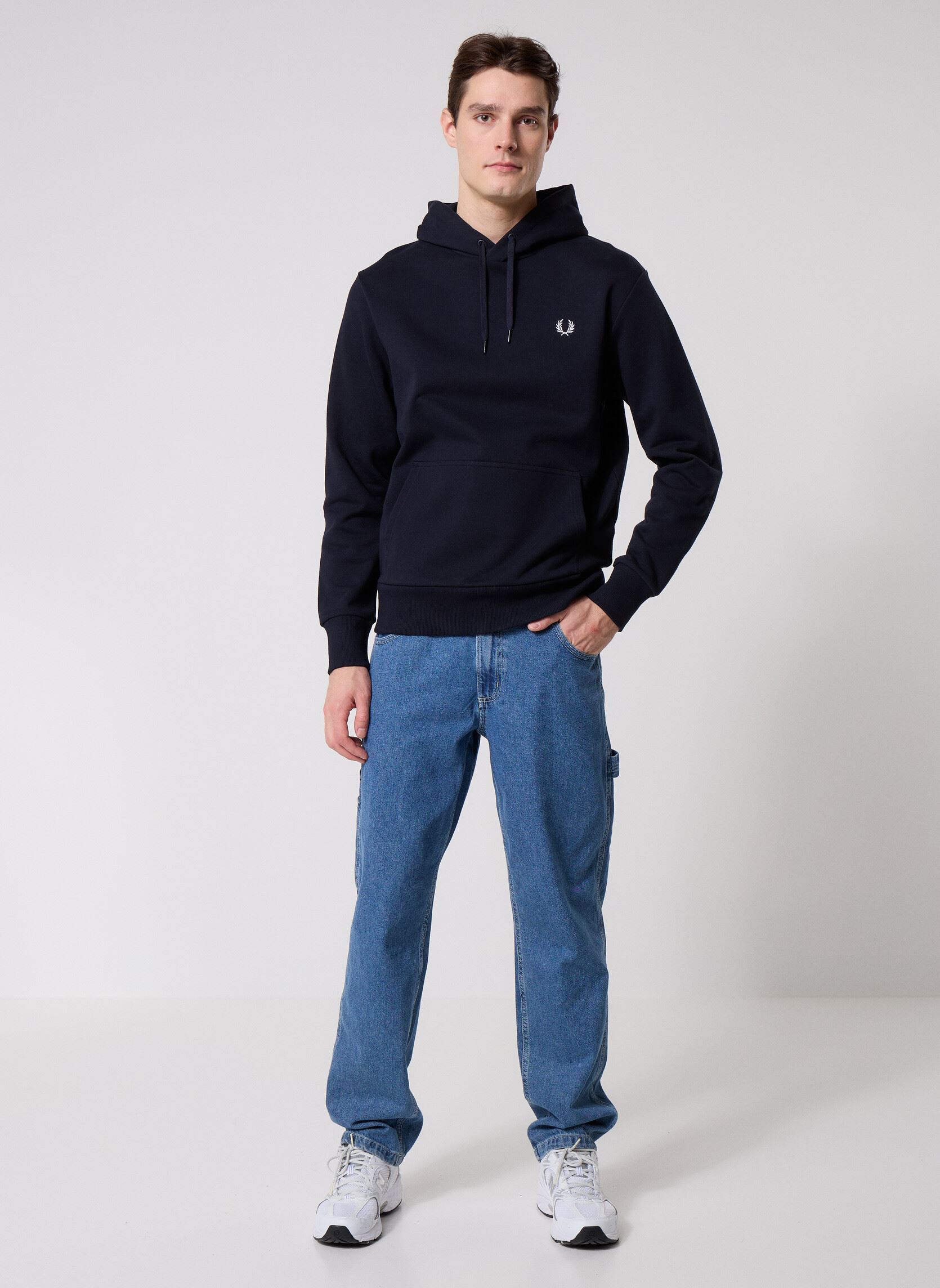 Sweats à capuche Monogram Hooded Sweatshirt homme bleu Fred Perry Sweats à capuche Monogram Hooded Sweatshirt homme bleu Navy
