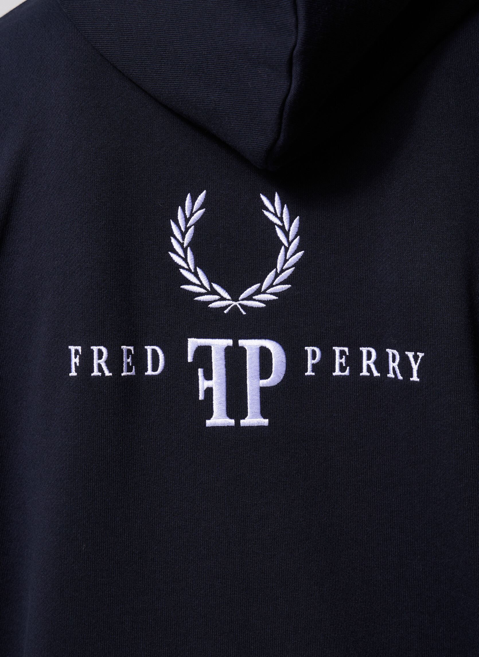 Sweats à capuche Monogram Hooded Sweatshirt homme bleu Fred Perry Sweats à capuche Monogram Hooded Sweatshirt homme bleu Navy