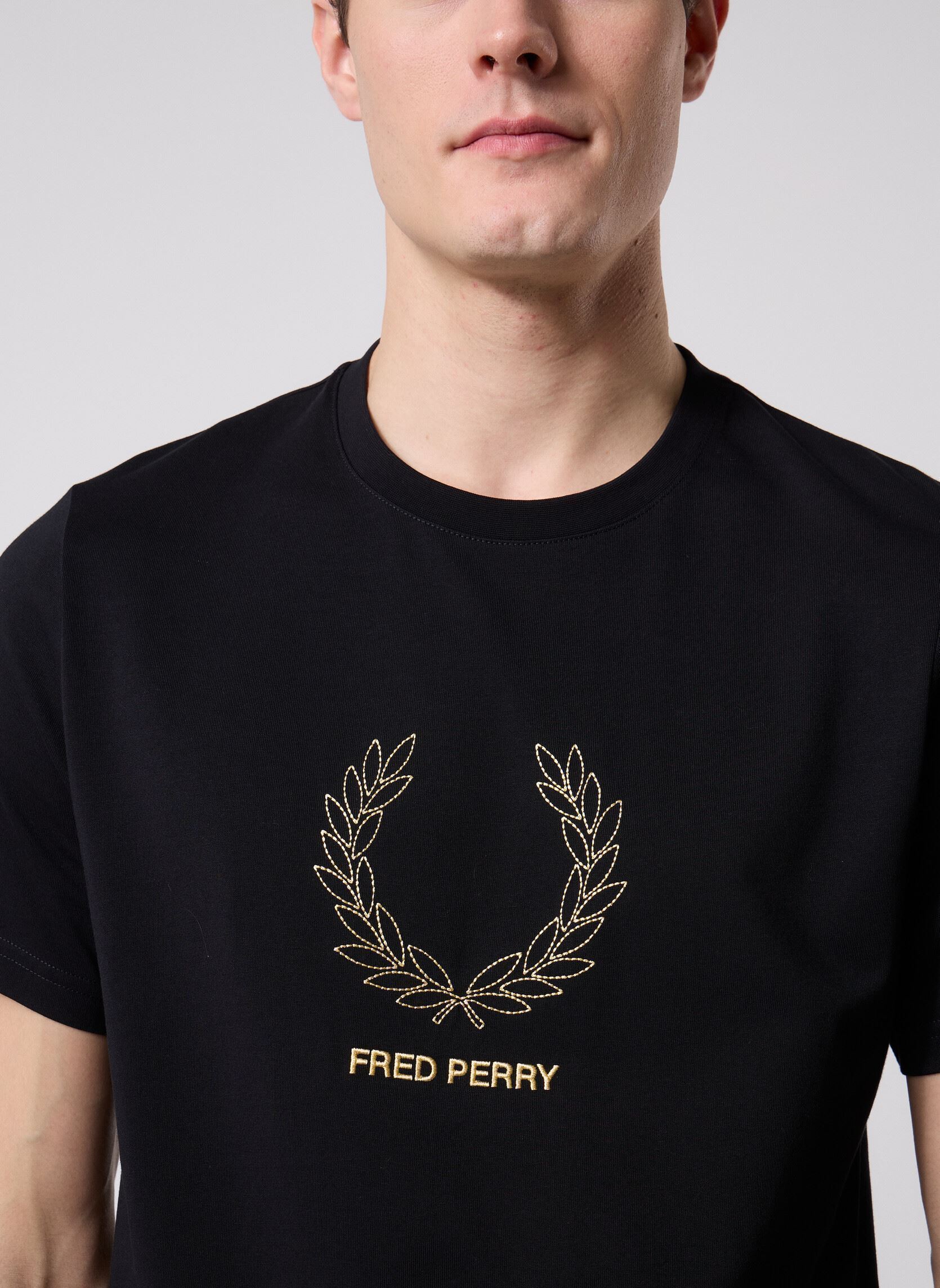 Kurzarm-T-Shirts Outline Laurel Wreath T-Shirt herren schwarz Fred Perry Kurzarm-T-Shirts Outline Laurel Wreath T-Shirt herren schwarz Black