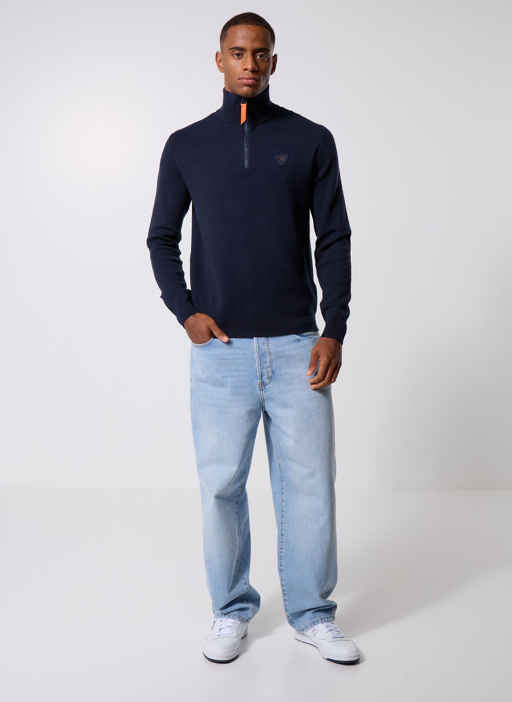Truien Lewis Patch Pull blauw Gertrude Truien Lewis Patch Pull blauw NIGHT