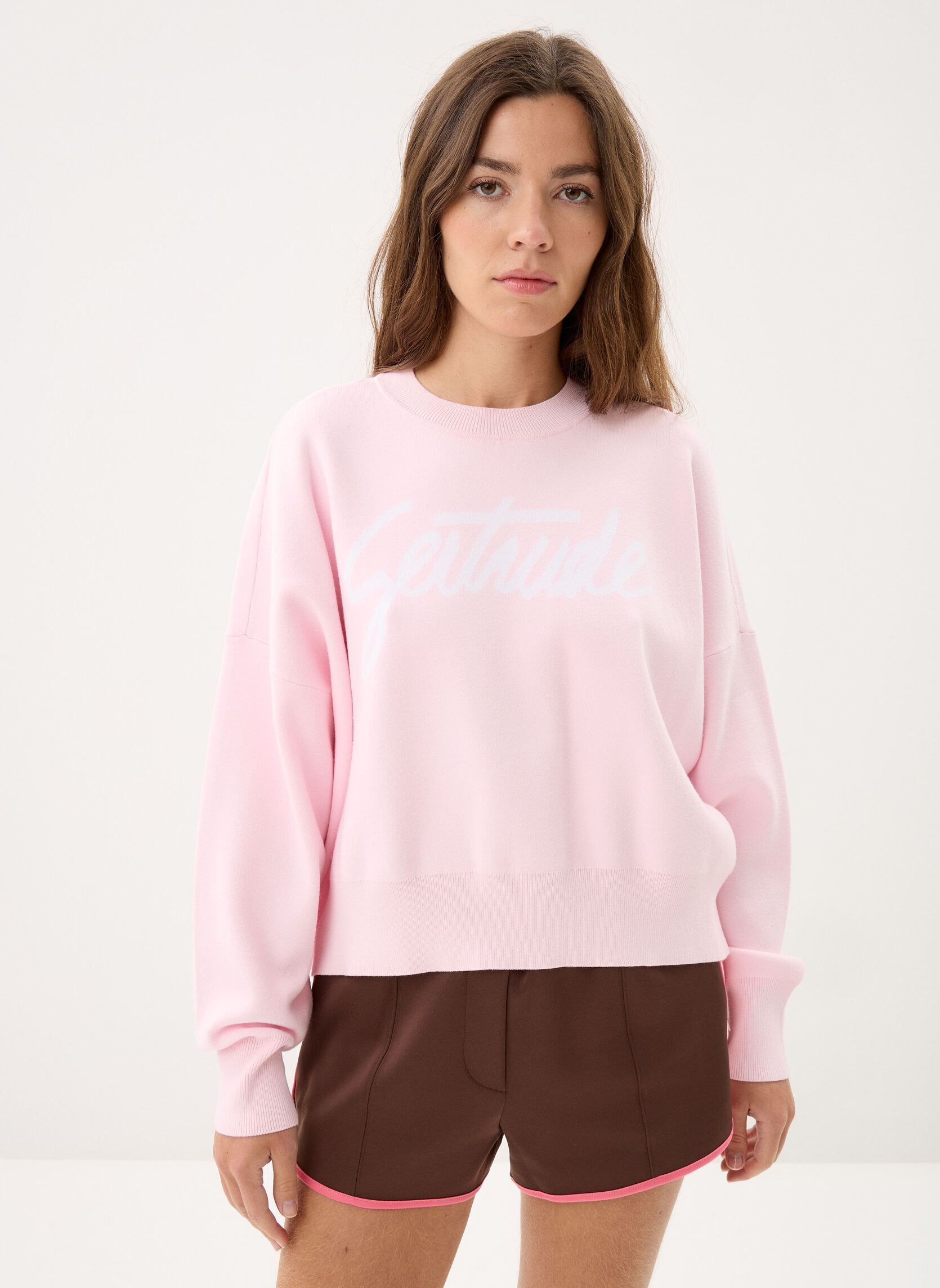 Sweater Nath Script Pull dames roze Gertrude Sweater Nath Script Pull dames roze BLUSH