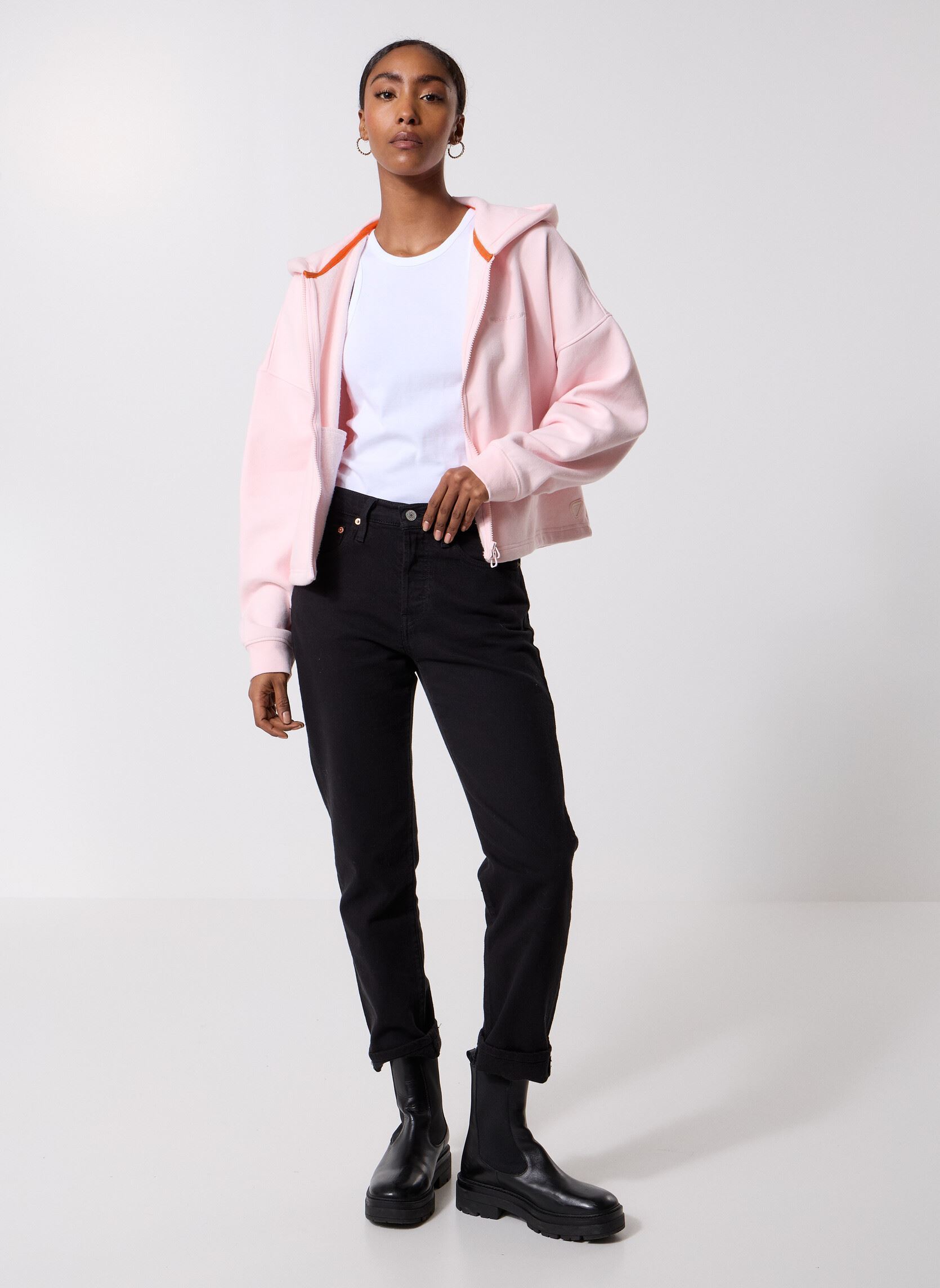Sweats zippés Angelina Tech Sweat Capuche femme rose Gertrude Sweats zippés Angelina Tech Sweat Capuche femme rose POUDRE