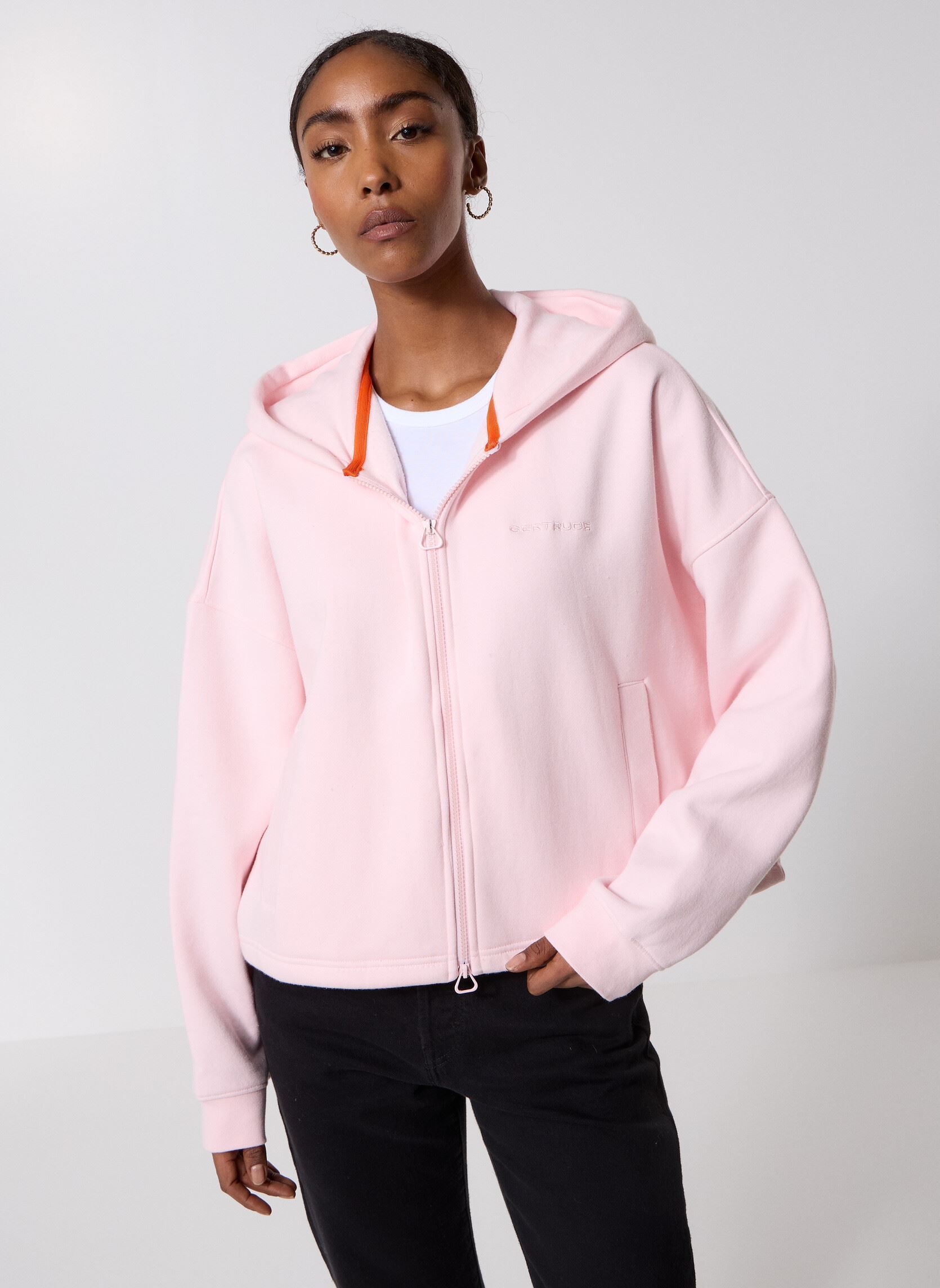 Sweats zippés Angelina Tech Sweat Capuche femme rose Gertrude Sweats zippés Angelina Tech Sweat Capuche femme rose POUDRE