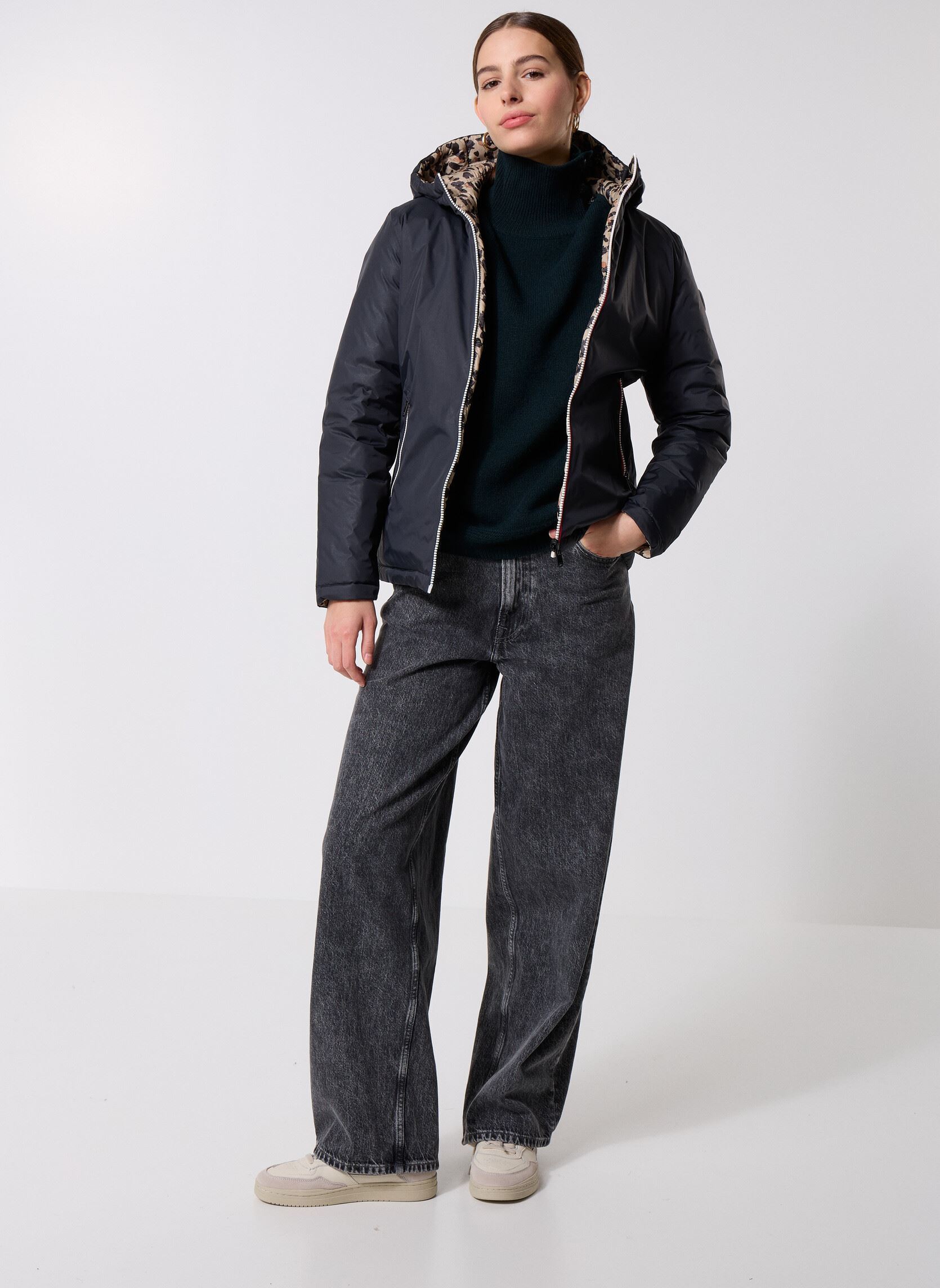 Chaquetas impermeables Bergame Print mujer negro JOTT Chaquetas impermeables Bergame Print mujer negro BLACK / BEIGE LEOPARD
