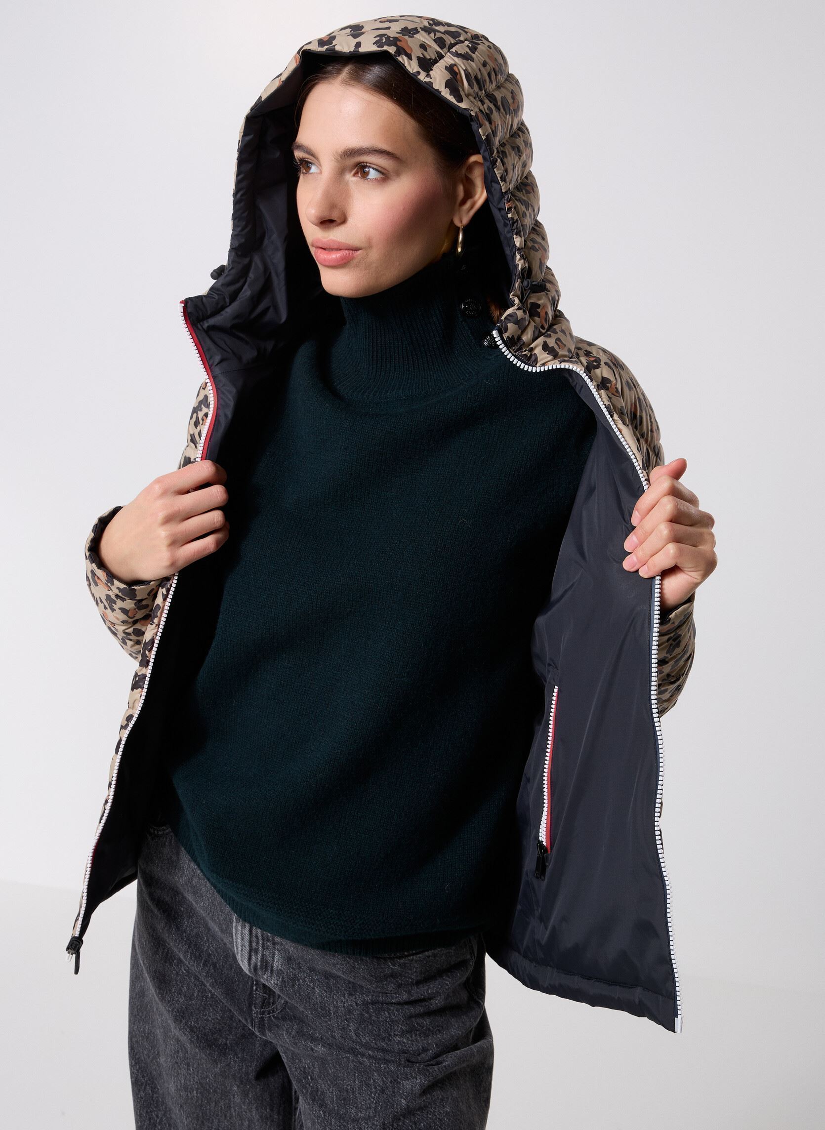 Chaquetas impermeables Bergame Print mujer negro JOTT Chaquetas impermeables Bergame Print mujer negro BLACK / BEIGE LEOPARD