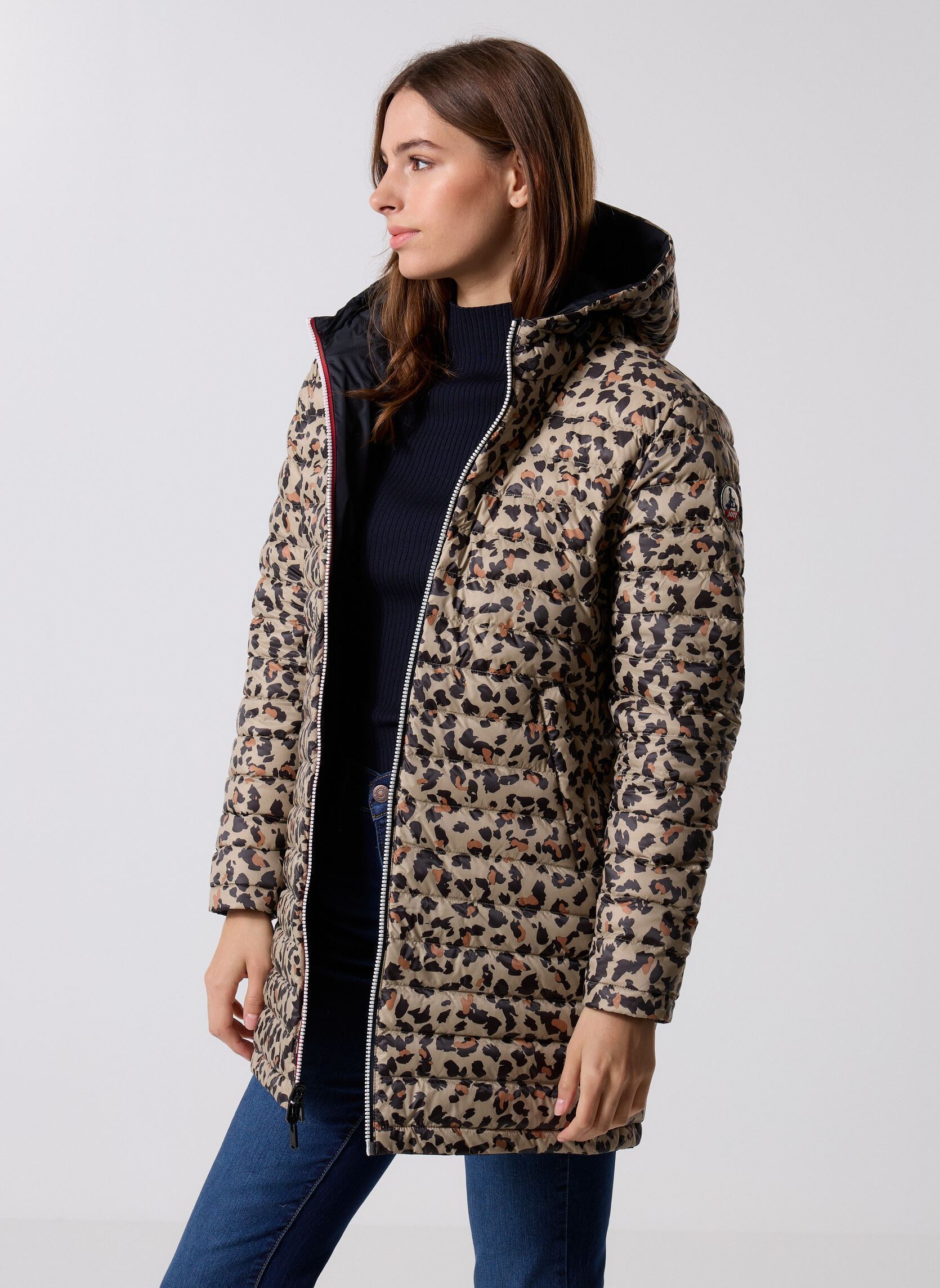 Regenjacken Verone Print damen schwarz JOTT Regenjacken Verone Print damen schwarz BLACK / BEIGE LEOPARD