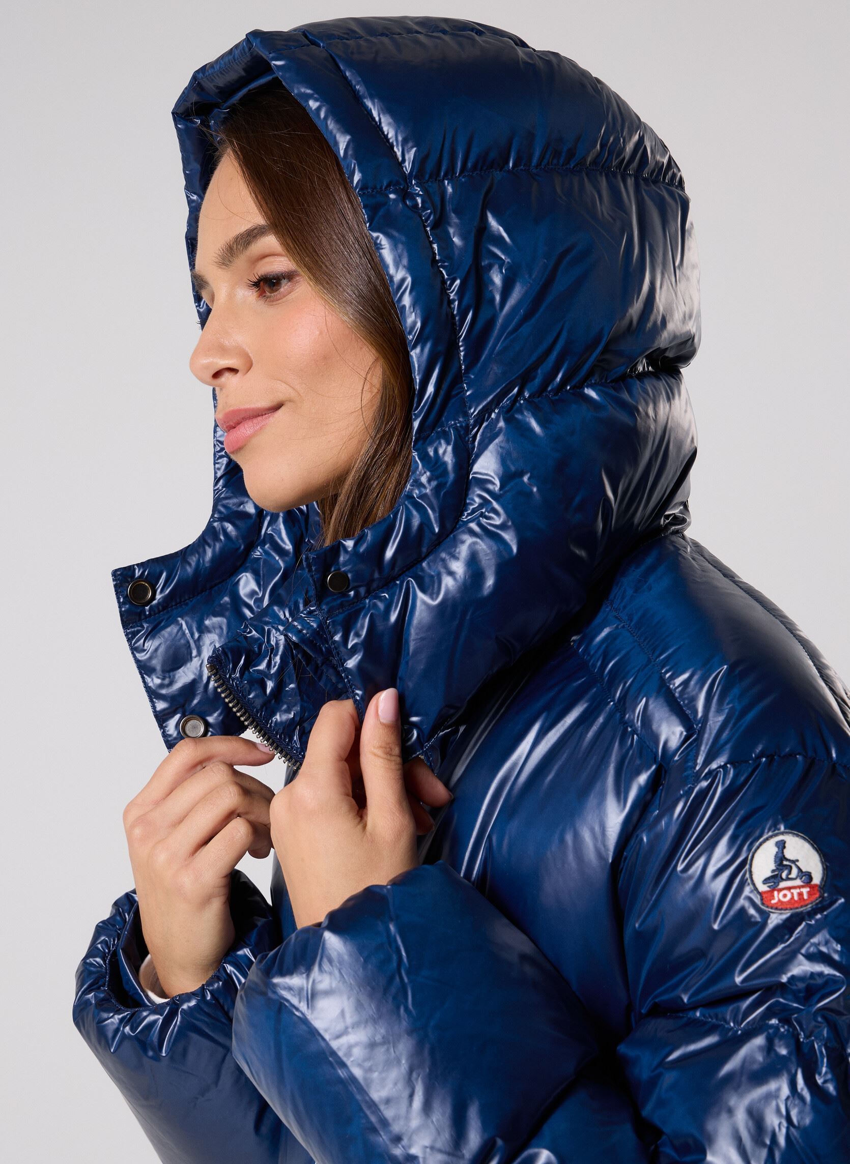 Gewatteerde jassen Quinn Shiny dames blauw JOTT Gewatteerde jassen Quinn Shiny dames blauw NAVY