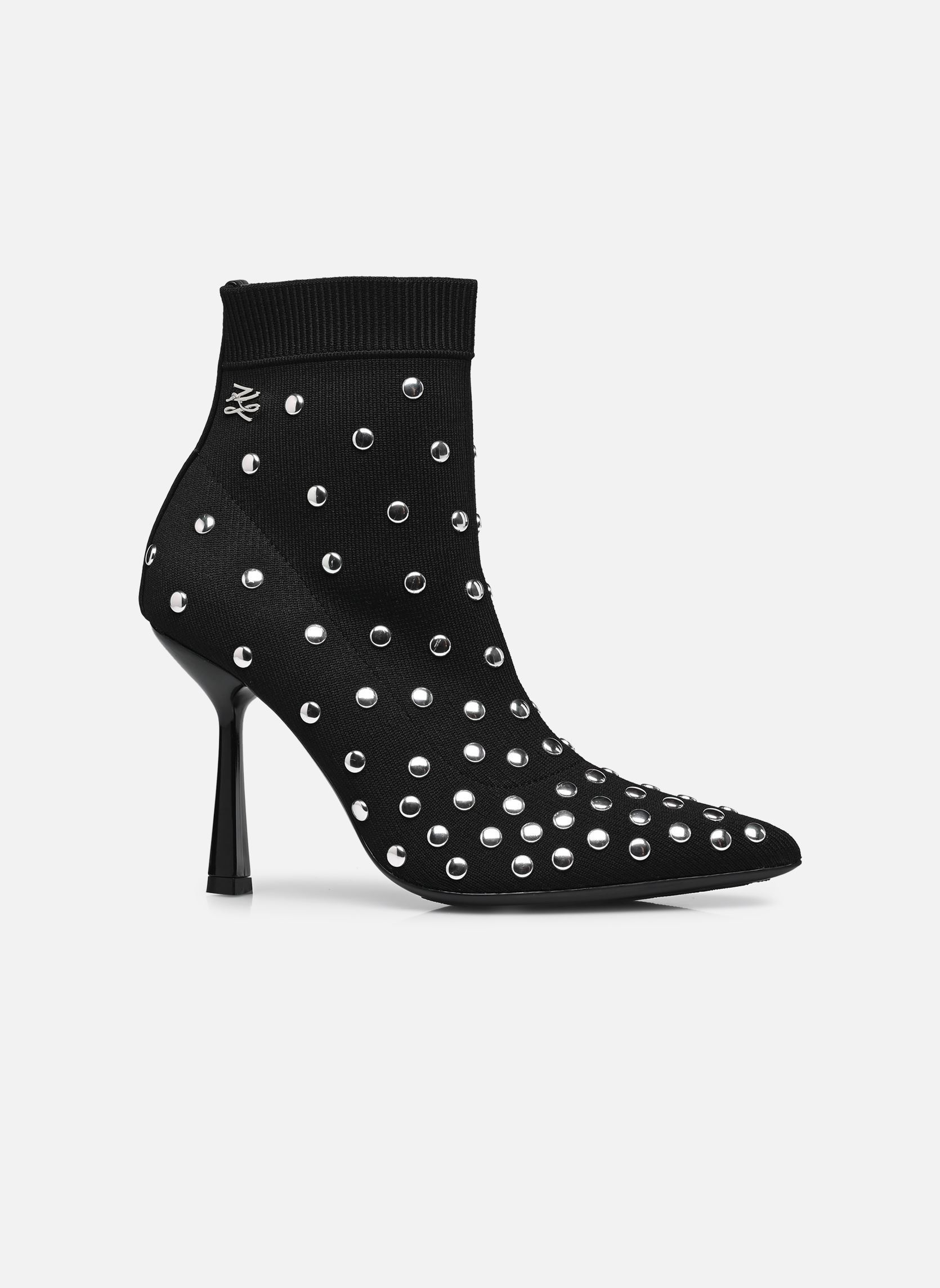 Bottines et boots Pandara Studs Knit Boot femme noir Karl Lagerfeld Bottines et boots Pandara Studs Knit Boot femme noir Black Knit Textile w/Silver
