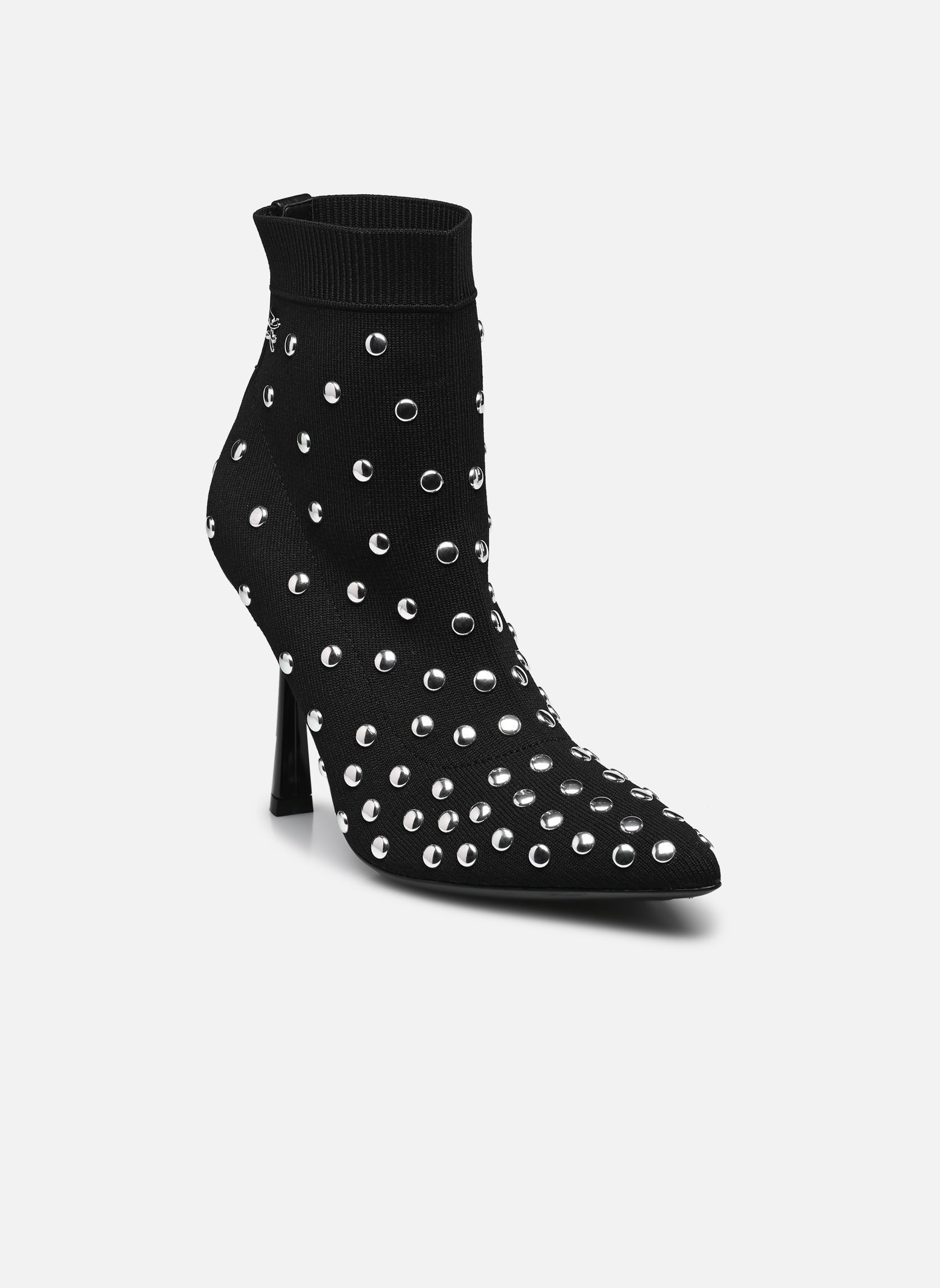 Bottines et boots Pandara Studs Knit Boot femme noir Karl Lagerfeld Bottines et boots Pandara Studs Knit Boot femme noir Black Knit Textile w/Silver