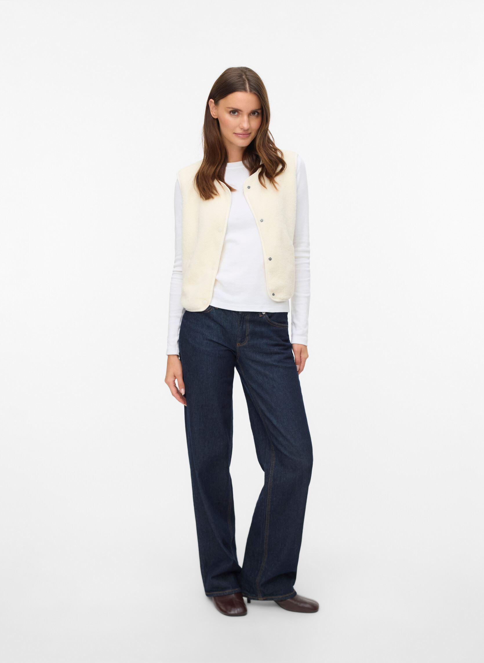 Gilet sans manches col rond en twill Rouge Gilet sans manches col rond en twill Rouge