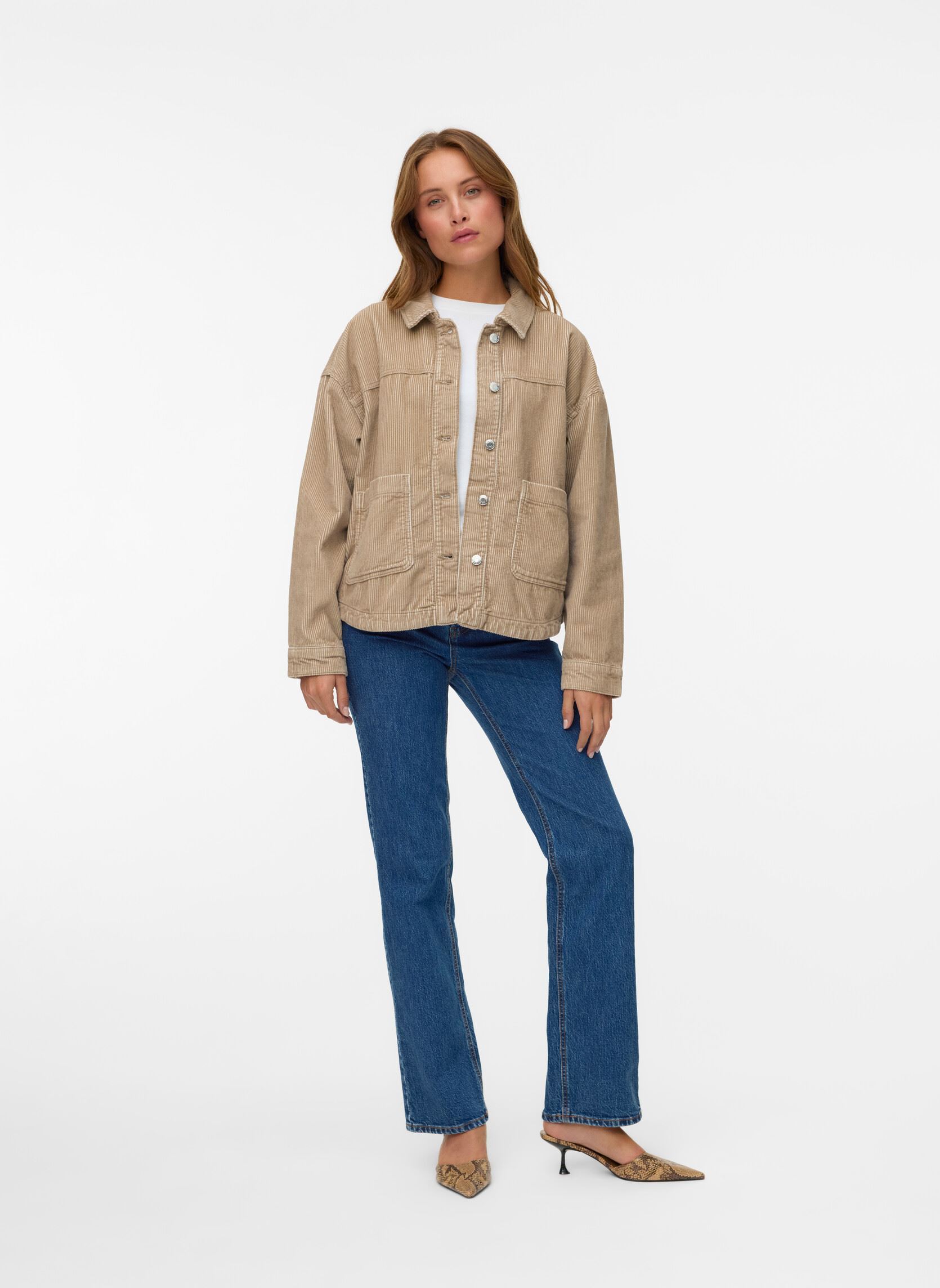 Jacken VMJAMIE LS CORDUROY SHACKET MIX NOOS damen beige Vero Moda Jacken VMJAMIE LS CORDUROY SHACKET MIX NOOS damen beige Silver Mink