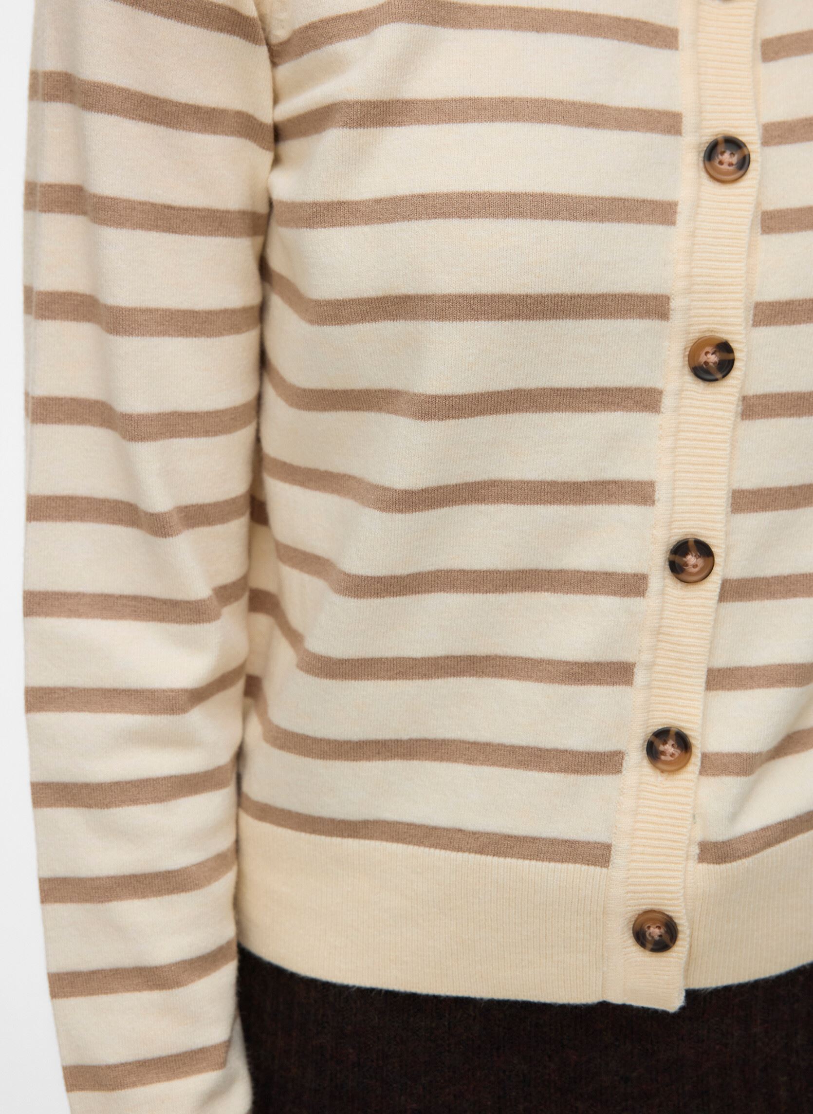 Vesten VMSABA PLAIN LS O-NECK CARDIGAN NOOS dames beige Vero Moda Vesten VMSABA PLAIN LS O-NECK CARDIGAN NOOS dames beige Birch Stripes:SILVER MINK