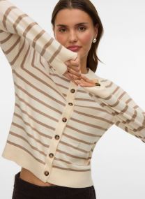 Vesten VMSABA PLAIN LS O-NECK CARDIGAN NOOS dames beige