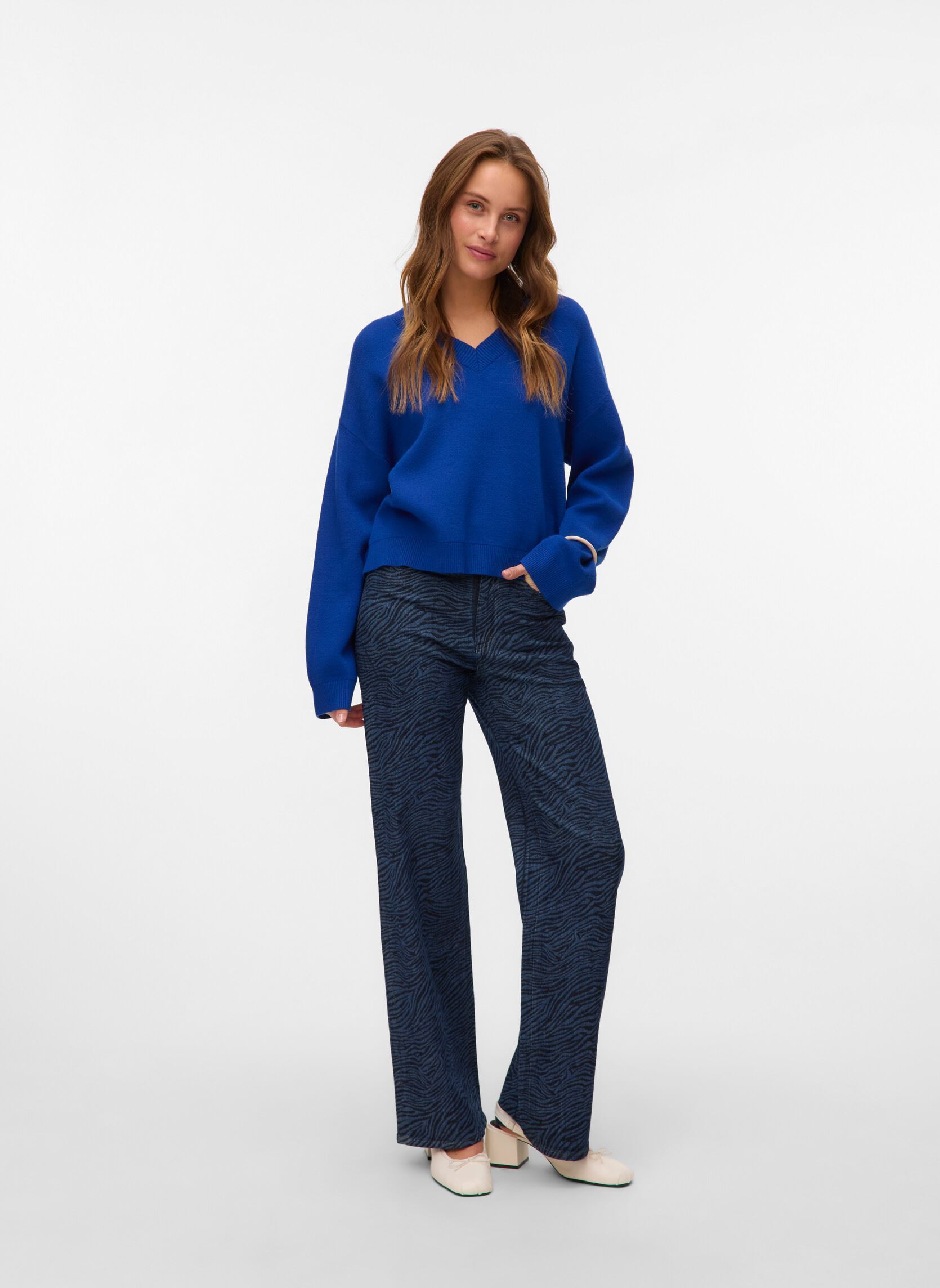 Straight Fit Jeans VMTESSA HR WIDE PATTERN MIX JEANS RA369 damen blau Vero Moda Straight Fit Jeans VMTESSA HR WIDE PATTERN MIX JEANS RA369 damen blau Medium Blue Denim