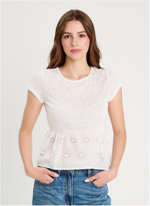 Cache Cache Tee-shirts TKBRODLINEN femme blanc