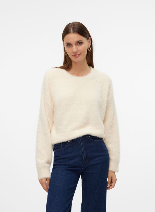 Vero Moda Pulls VMALINA LS O-NECK BOXY PULLOVER BOO femme blanc